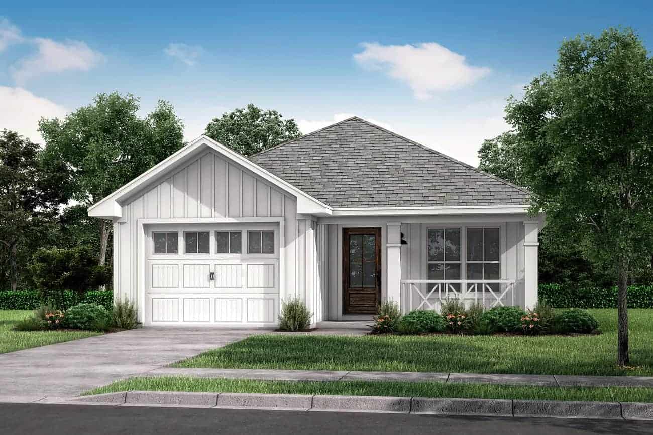 Front Elevation Photo of this Traditional House (#142-1053) at The Plan Collection.