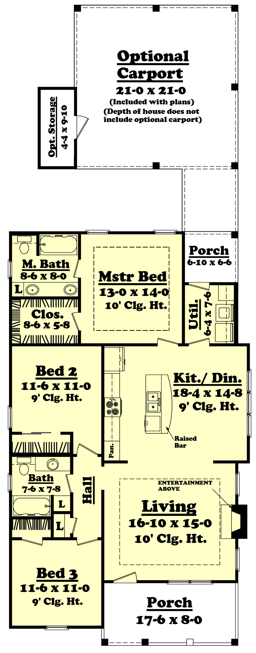 Floor Plan First Story of Cottage Plan #142-1054