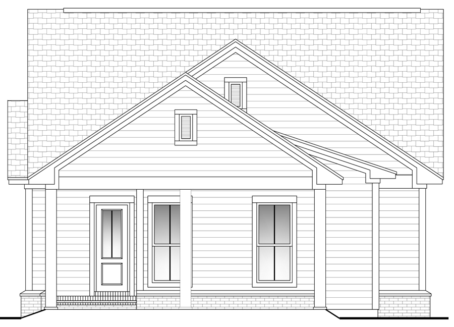 Home Plan Rear Elevation of this 3-Bedroom,1375 Sq Ft Plan -142-1054