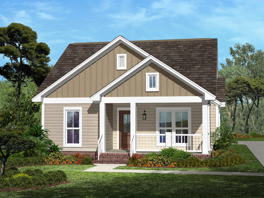 Front Elevation Photo of this Cottage-Style House (#142-1054) at The Plan Collection.