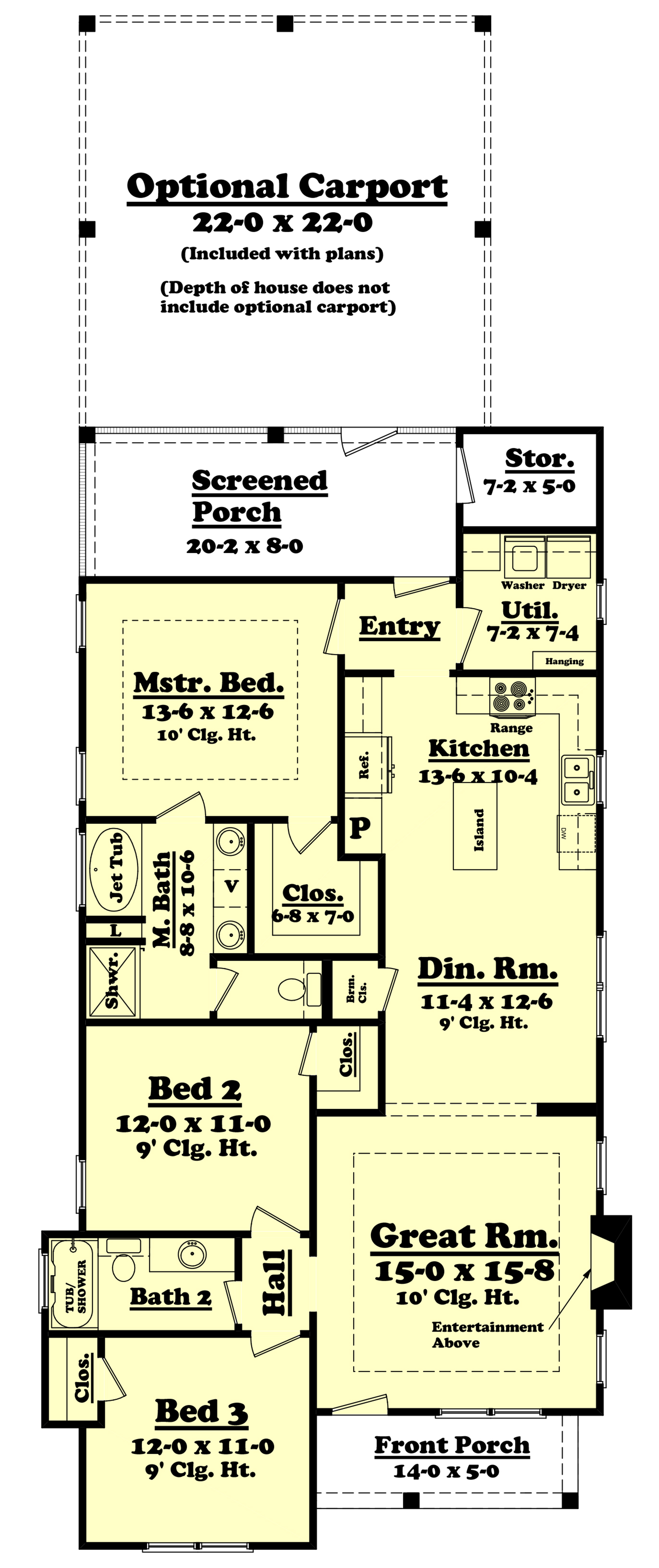Floor Plan First Story of Bungalow Plan #142-1055