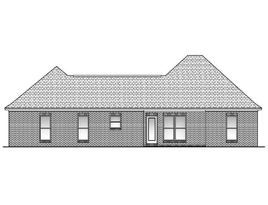 Home Plan Rear Elevation of this 3-Bedroom,1500 Sq Ft Plan -142-1057
