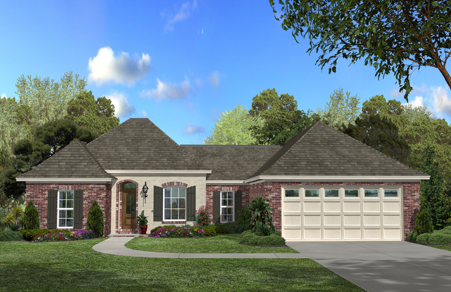 Front Elevation Photo of this Acadian House (#142-1057) at The Plan Collection.