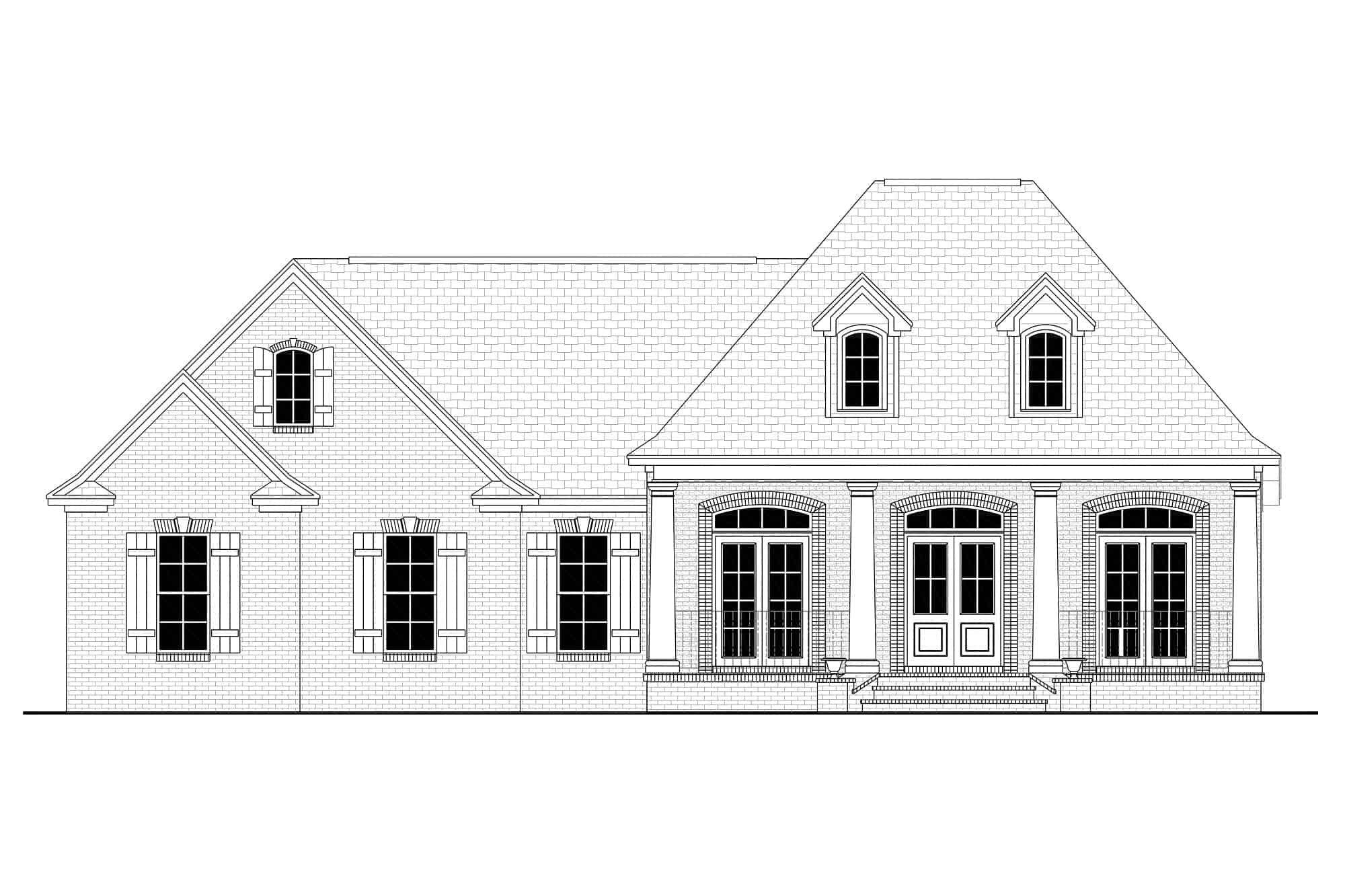 Home Plan Front Elevation of this 3-Bedroom,1500 Sq Ft Plan -142-1058