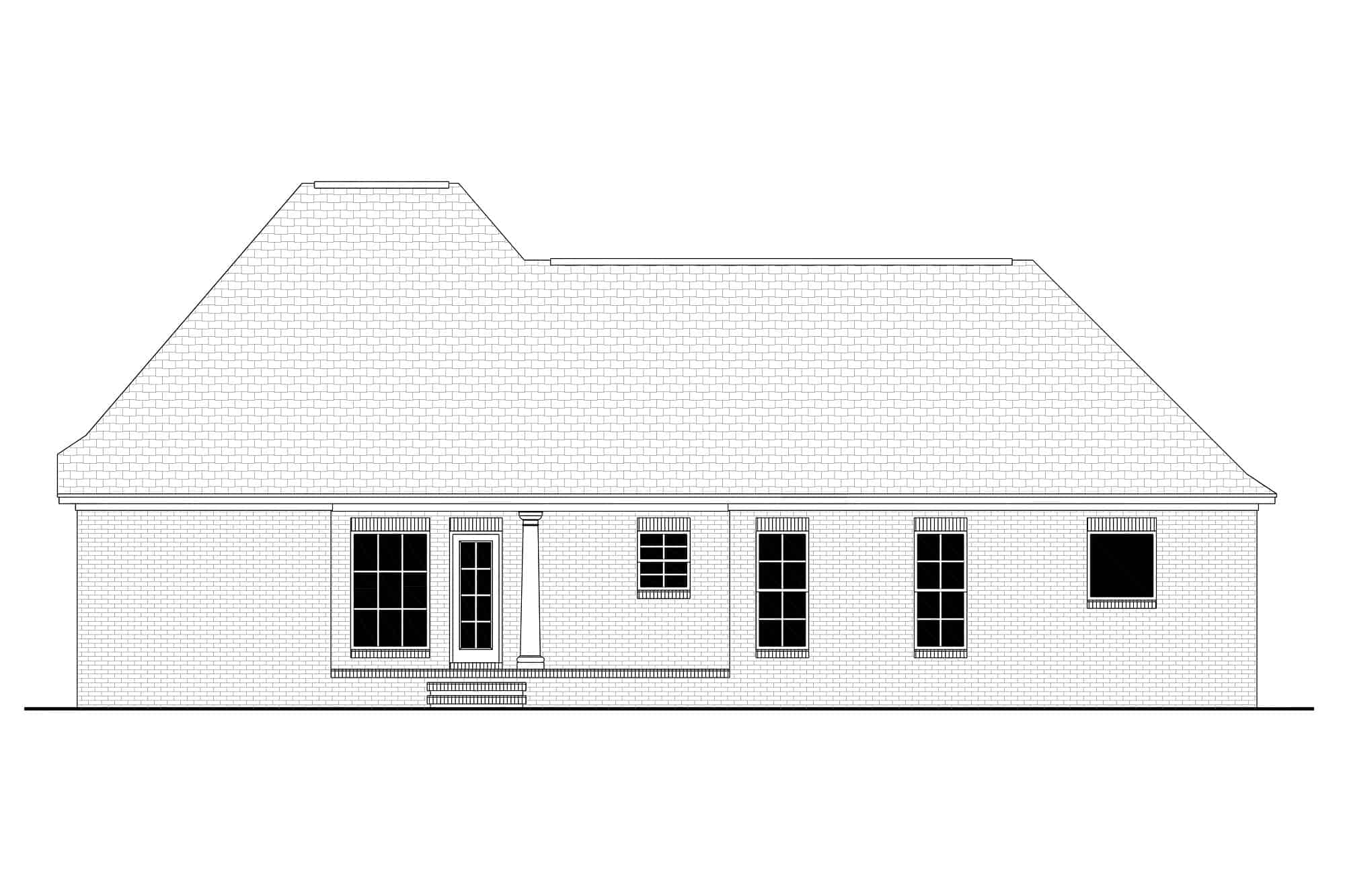 Home Plan Rear Elevation of this 3-Bedroom,1500 Sq Ft Plan -142-1058