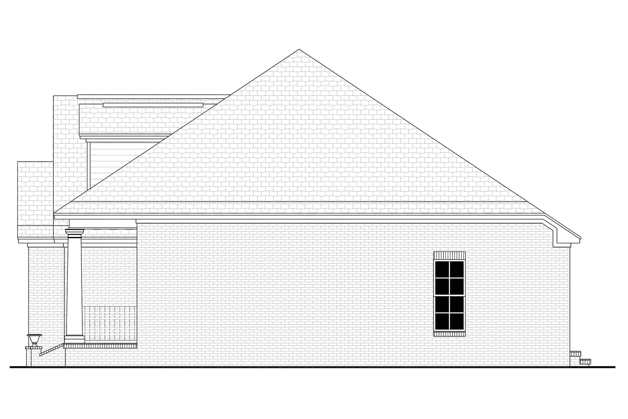 Home Plan Right Elevation of this 3-Bedroom,1500 Sq Ft Plan -142-1058
