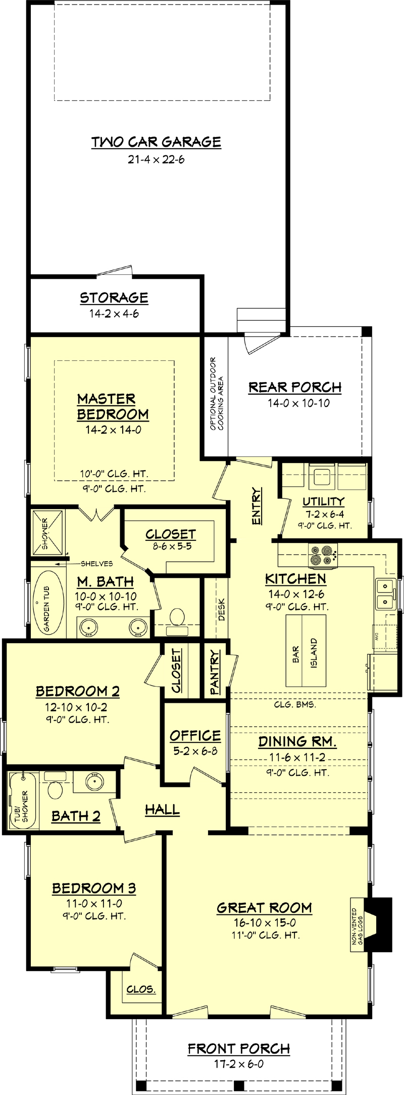 Floor Plan First Story of Cottage Plan #142-1059