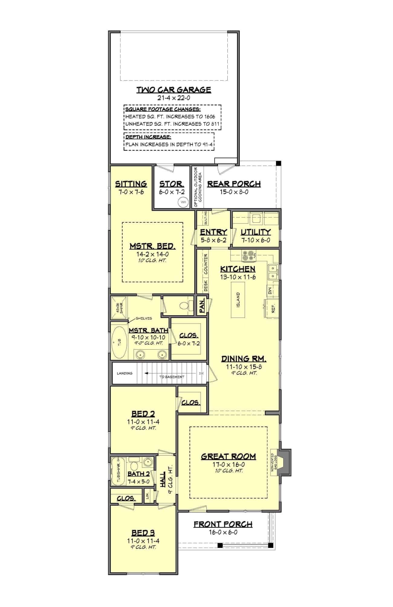 Basement of Cottage Plan #142-1060