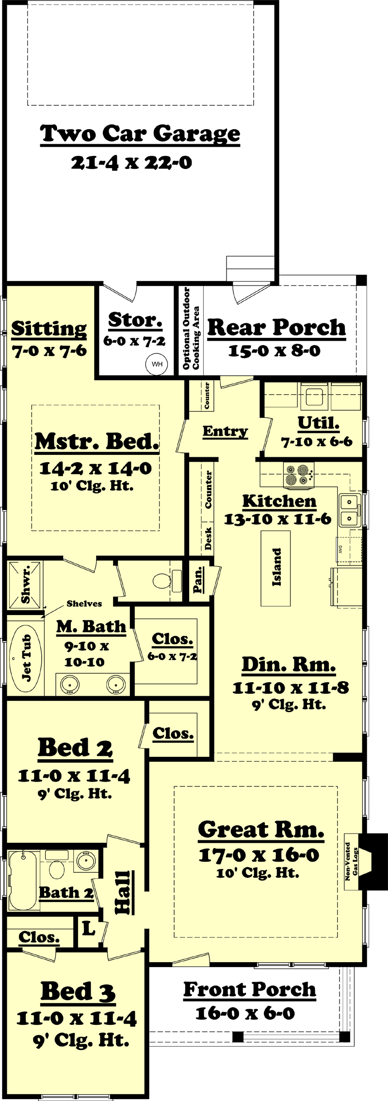 Floor Plan First Story of Cottage Plan #142-1060