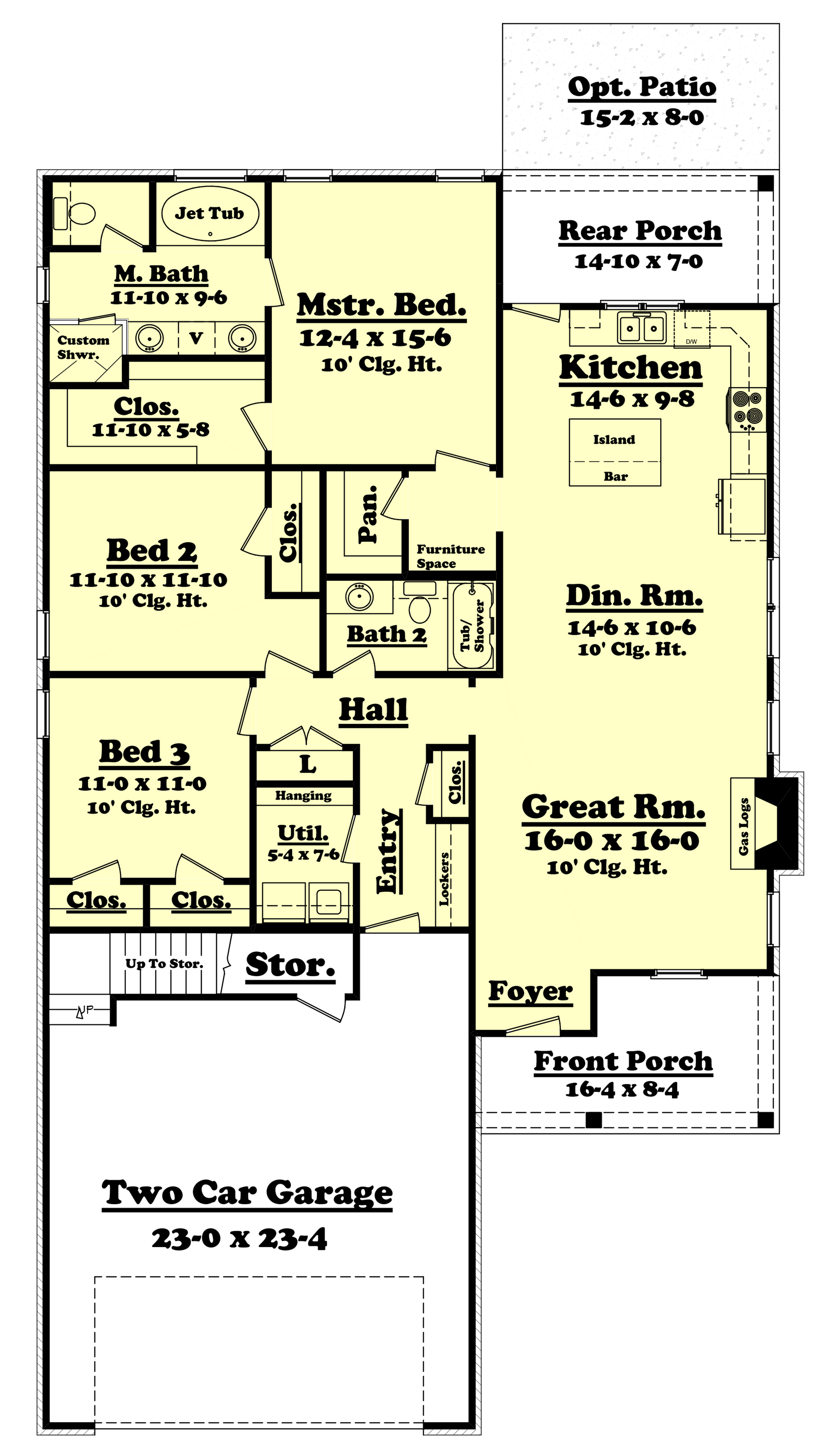 Floor Plan First Story of Ranch Plan #142-1065