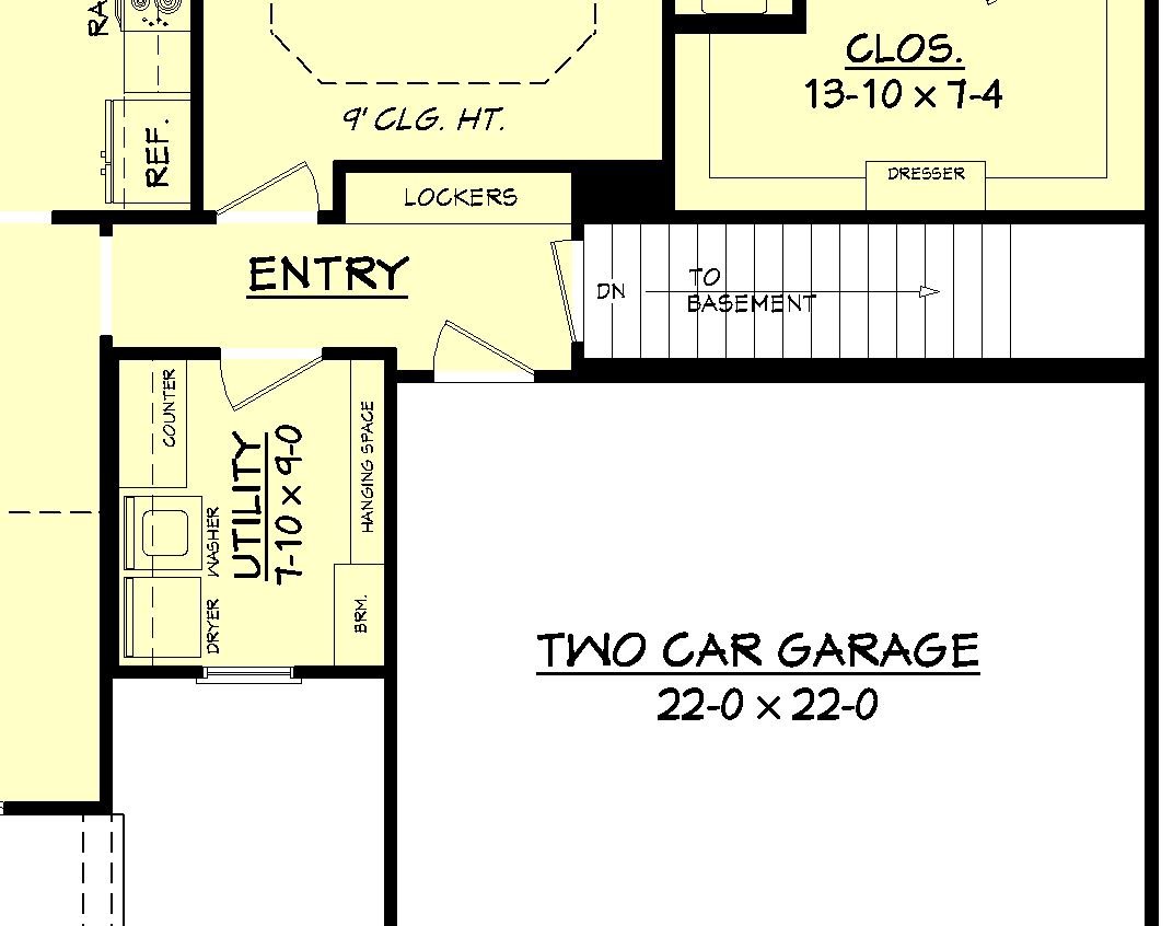 Floor Plan Basement of Cottage Plan #142-1067