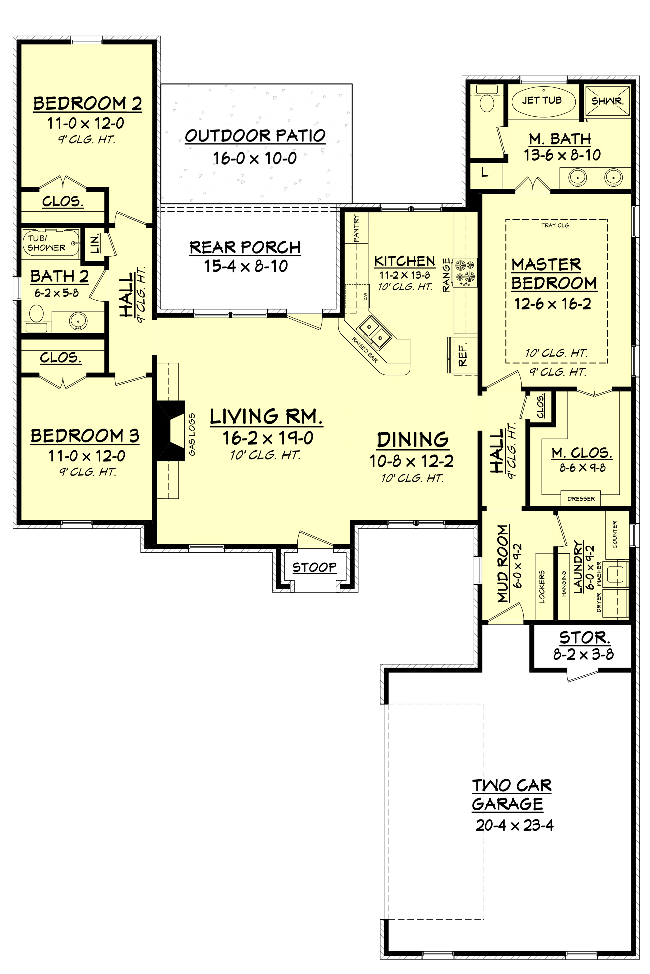 Floor Plan First Story of European Plan #142-1068