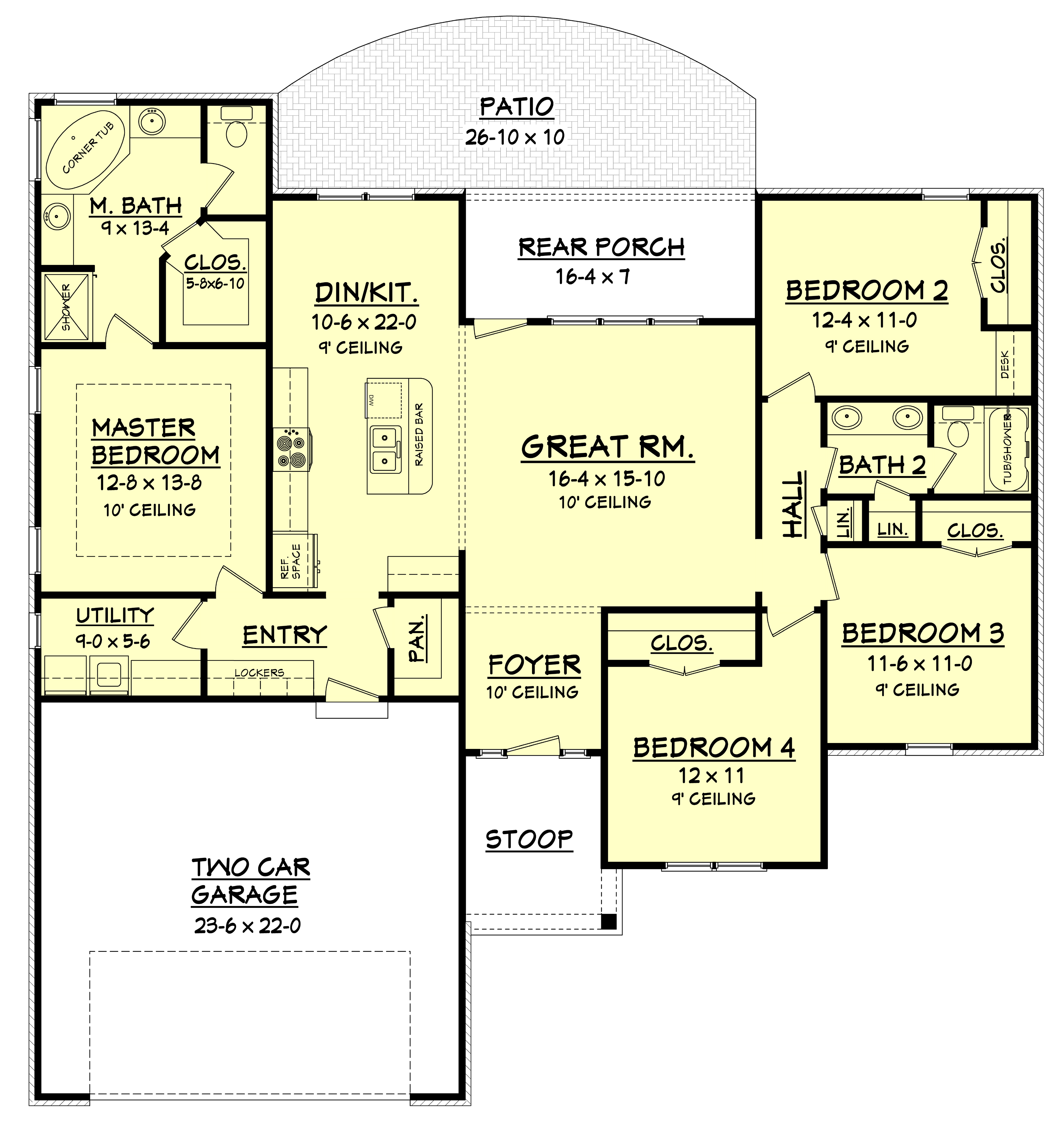 Floor Plan First Story of Ranch Plan #142-1071