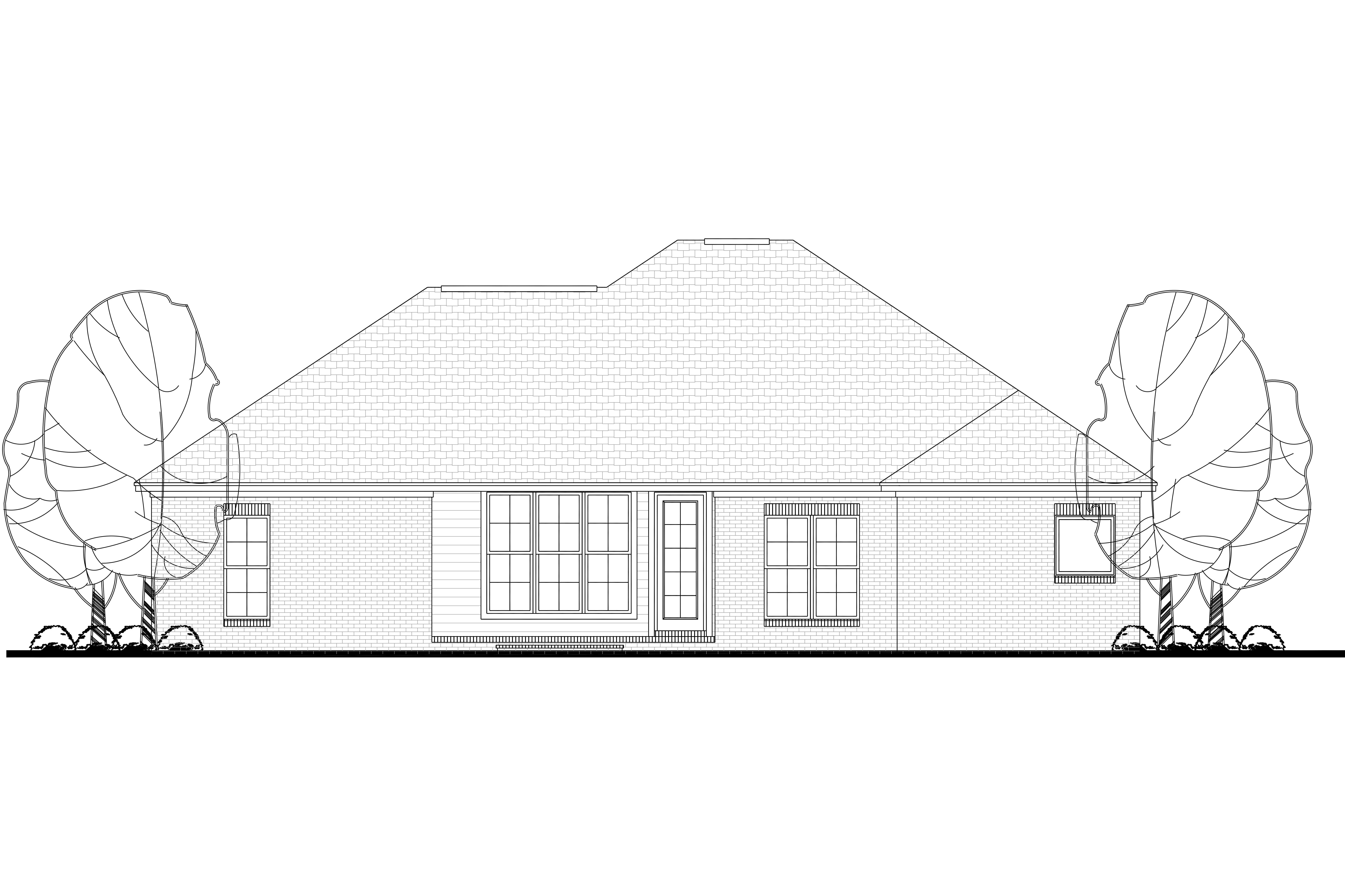 Home Plan Rear Elevation of this 4-Bedroom,1736 Sq Ft Plan -142-1071