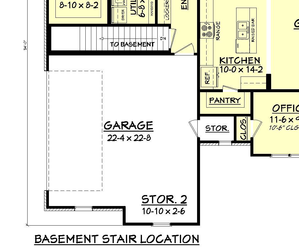 Floor Plan Basement of Traditional Plan #142-1075 - Basement Option Layout