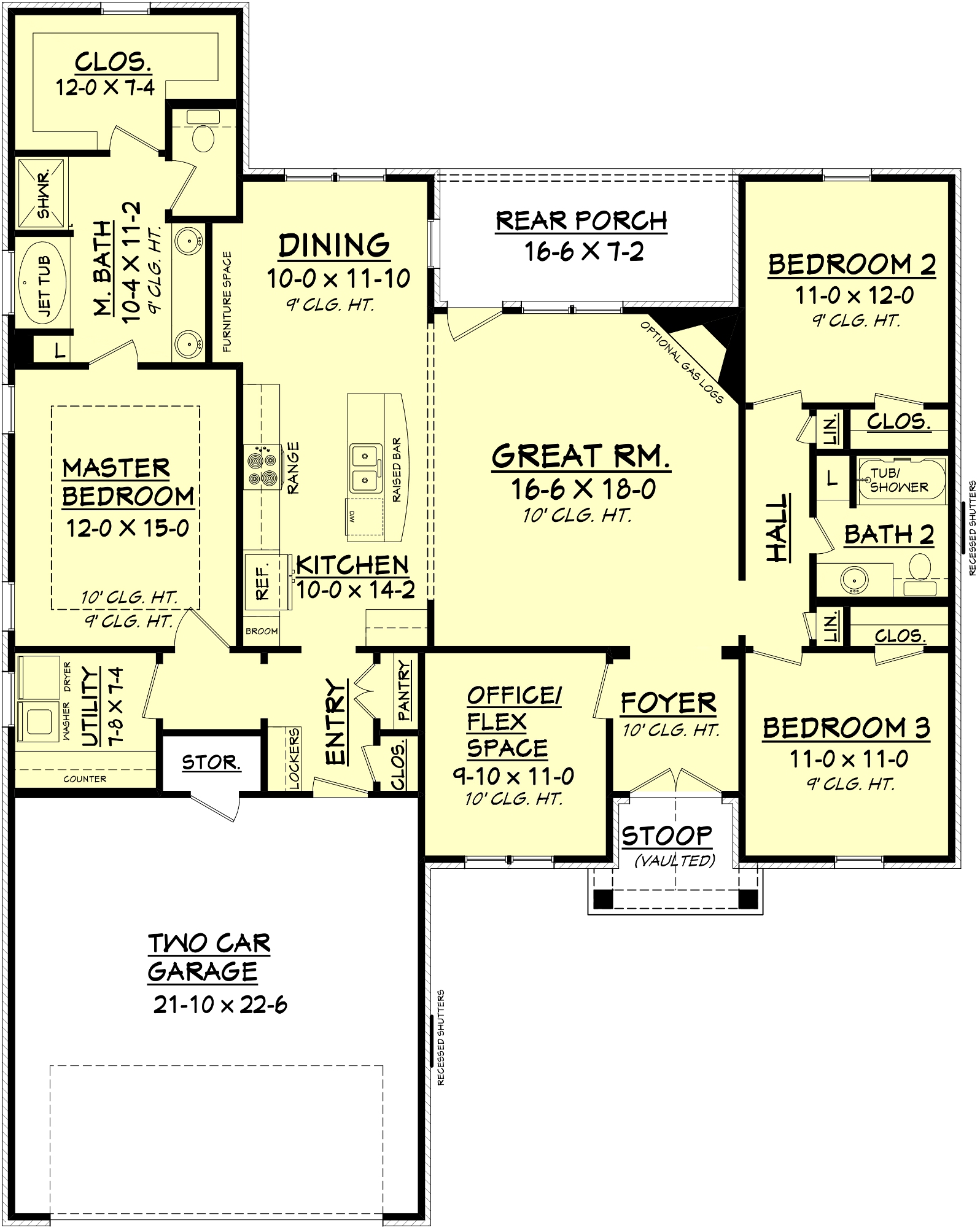 Floor Plan First Story of Traditional Plan #142-1076
