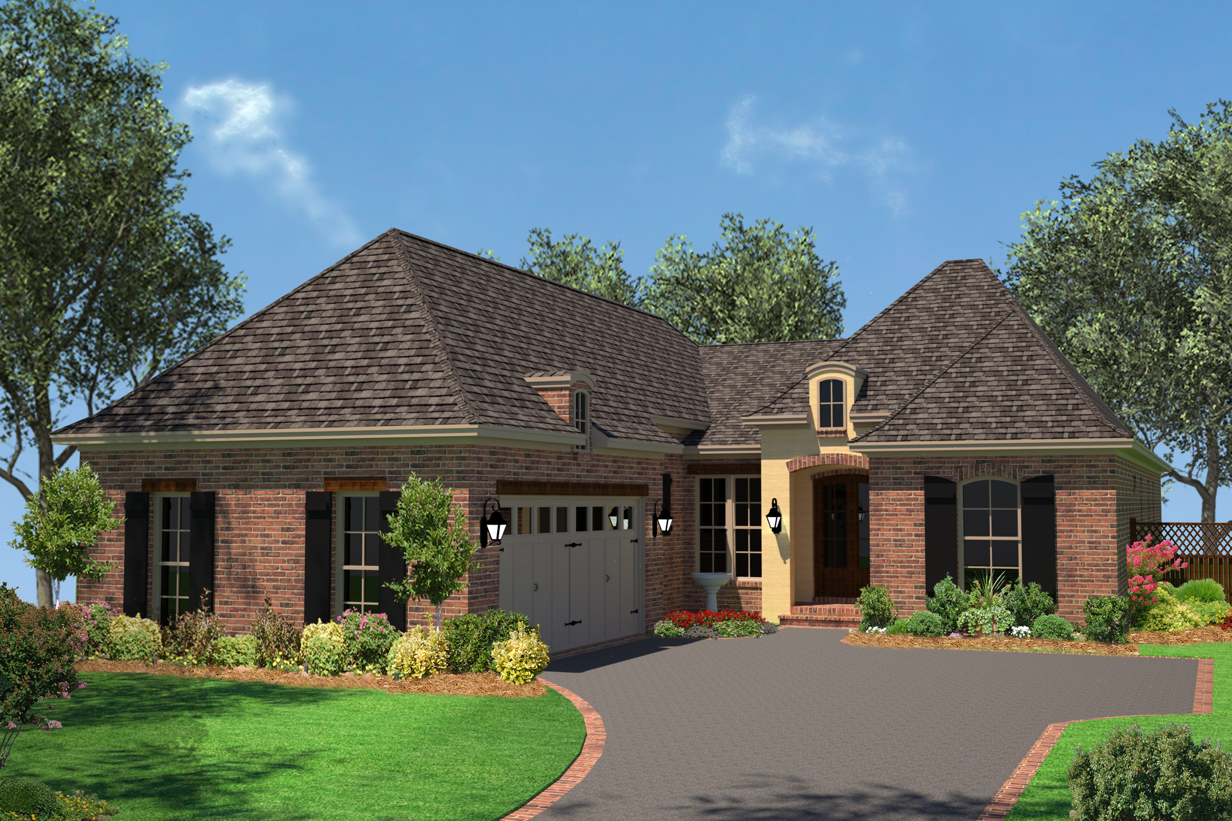Front Elevation of this French House (#142-1077) at The Plan Collection.