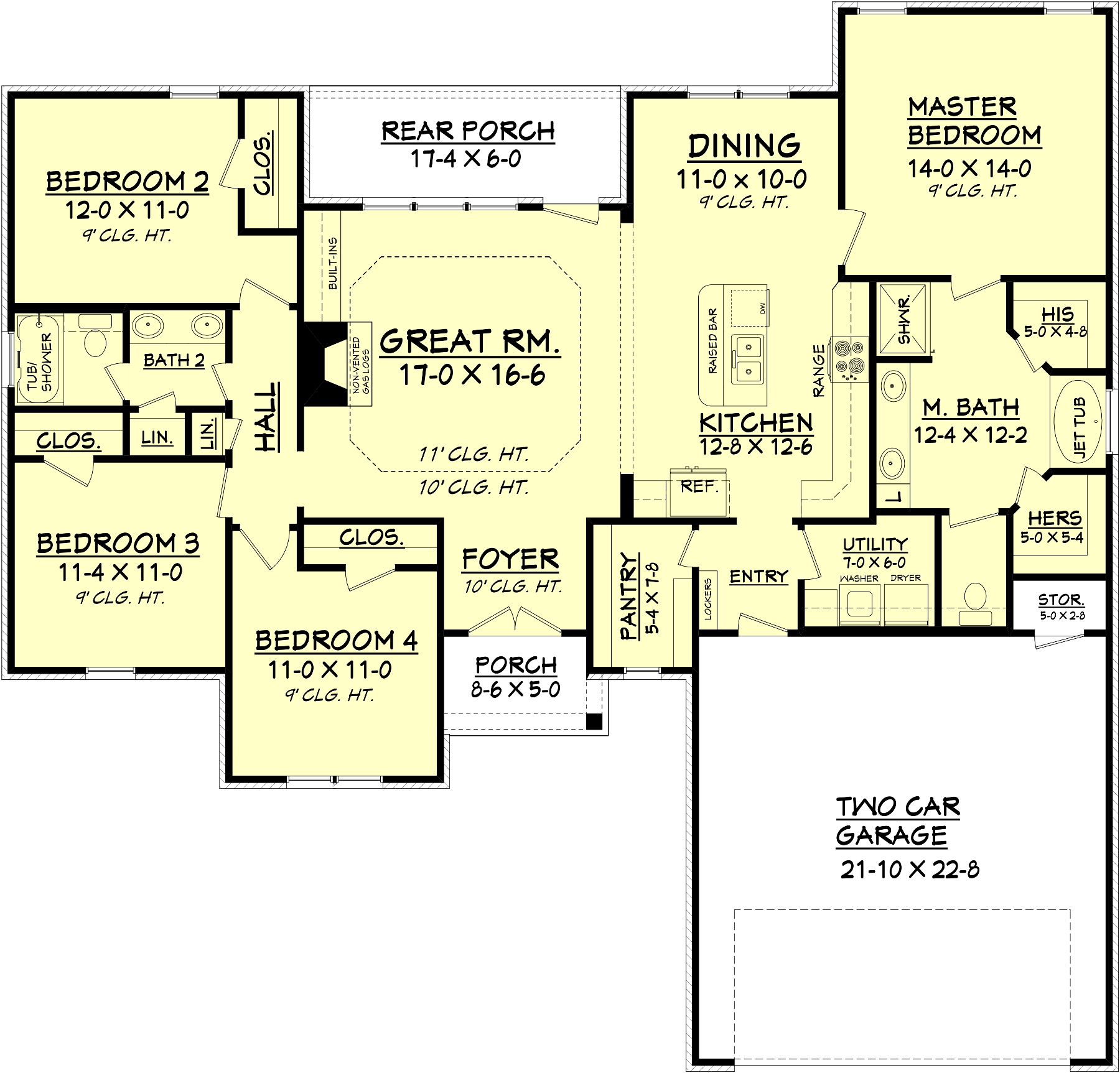 Floor Plan First Story of Ranch Plan #142-1078