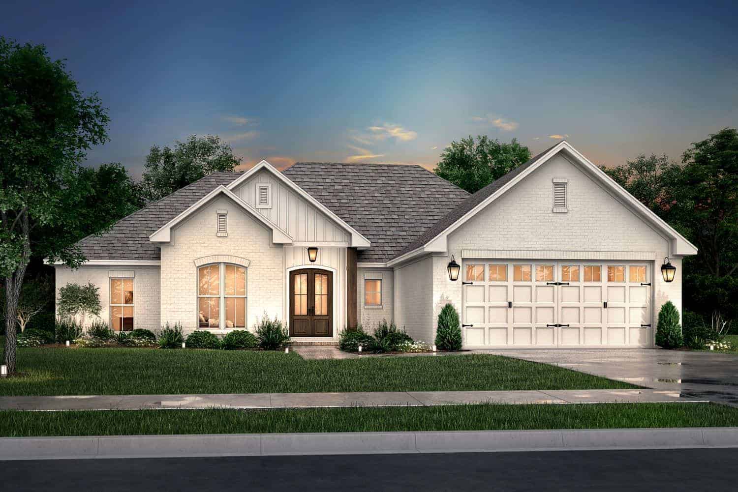 Front Elevation Photo of this Ranch Home (#142-1078) at The Plan Collection.