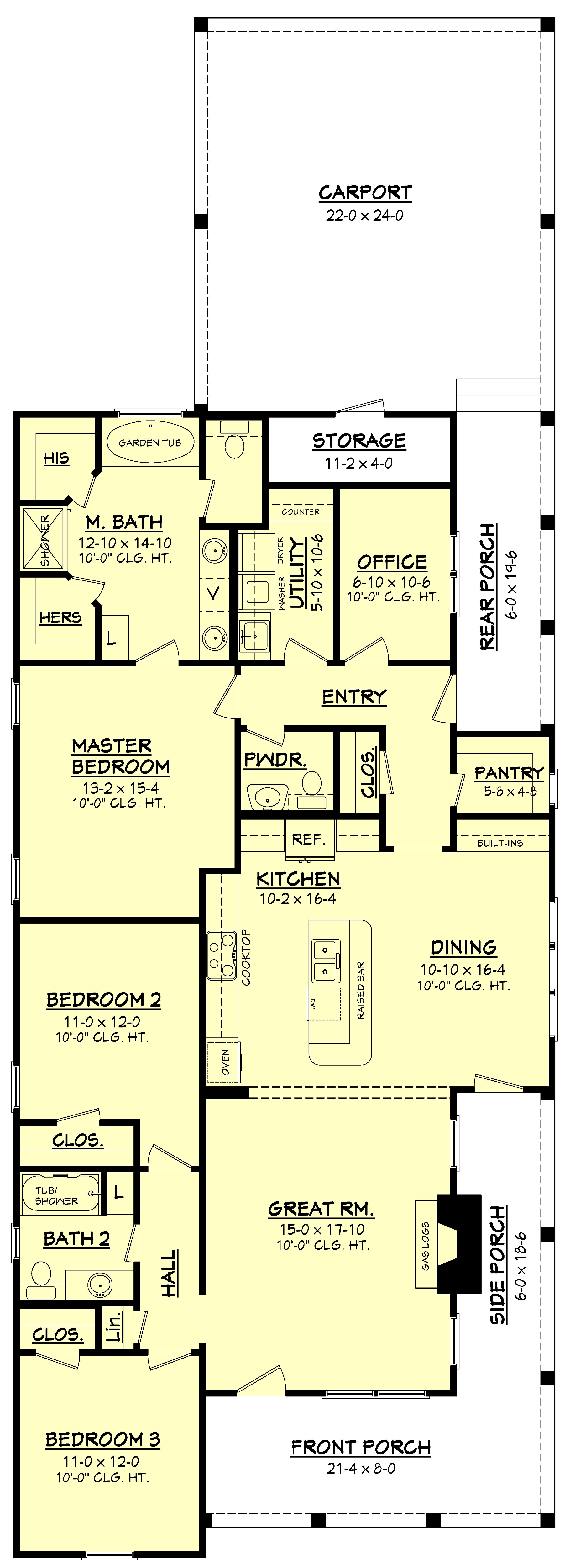Floor Plan First Story of Cottage Plan #142-1080