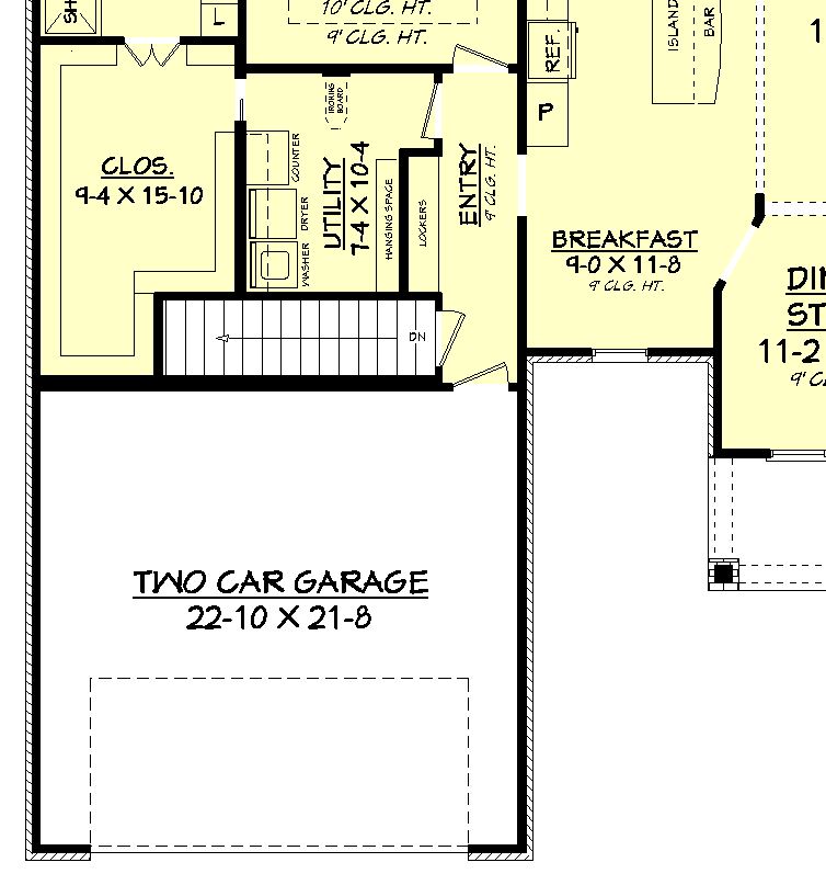 Floor Plan Main Level of Craftsman Plan #142-1082