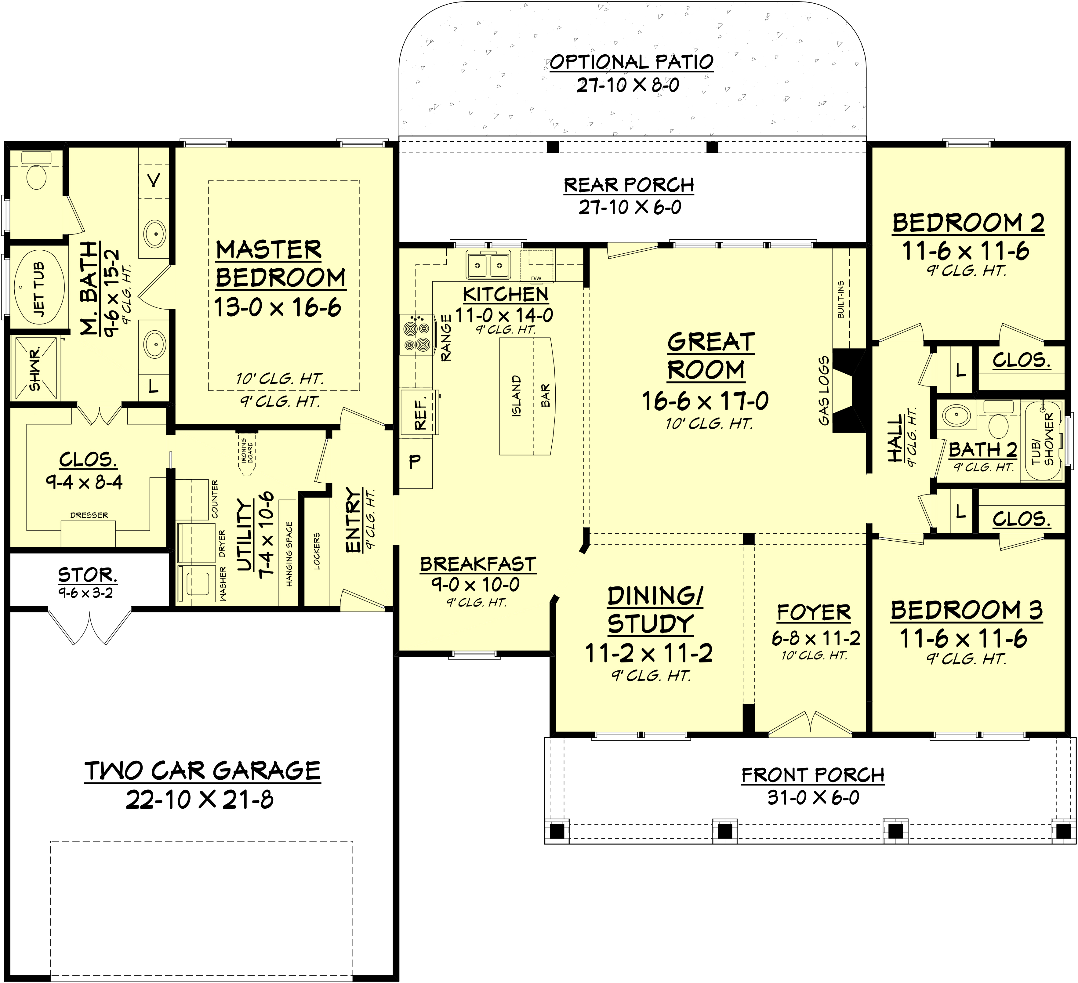 Floor Plan First Story of Craftsman Plan #142-1082