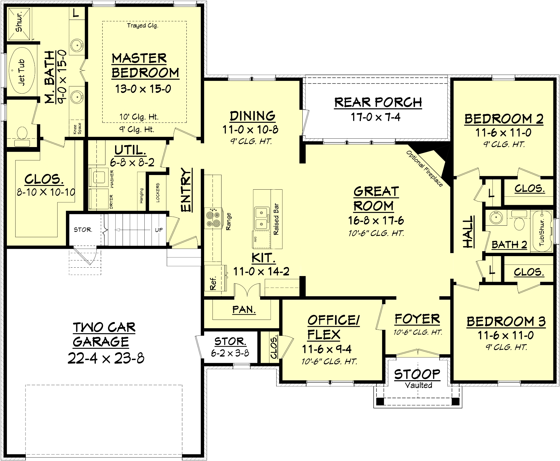Floor Plan First Story of Acadian Plan #142-1083