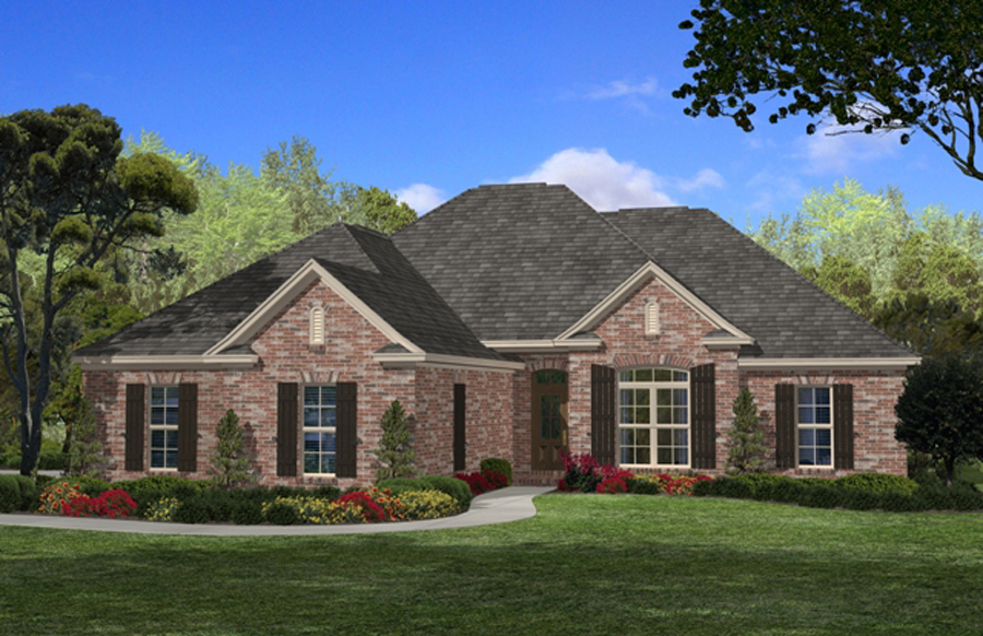 Front Elevation Photo of this Acadian House (#142-1085) at The Plan Collection.