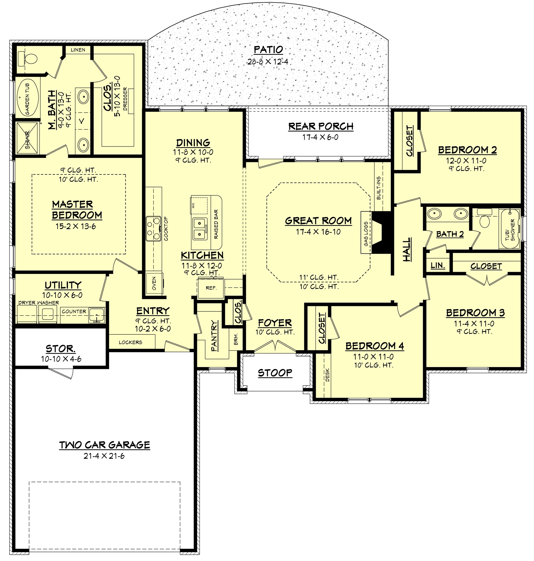 Floor Plan First Story of Traditional Plan #142-1087