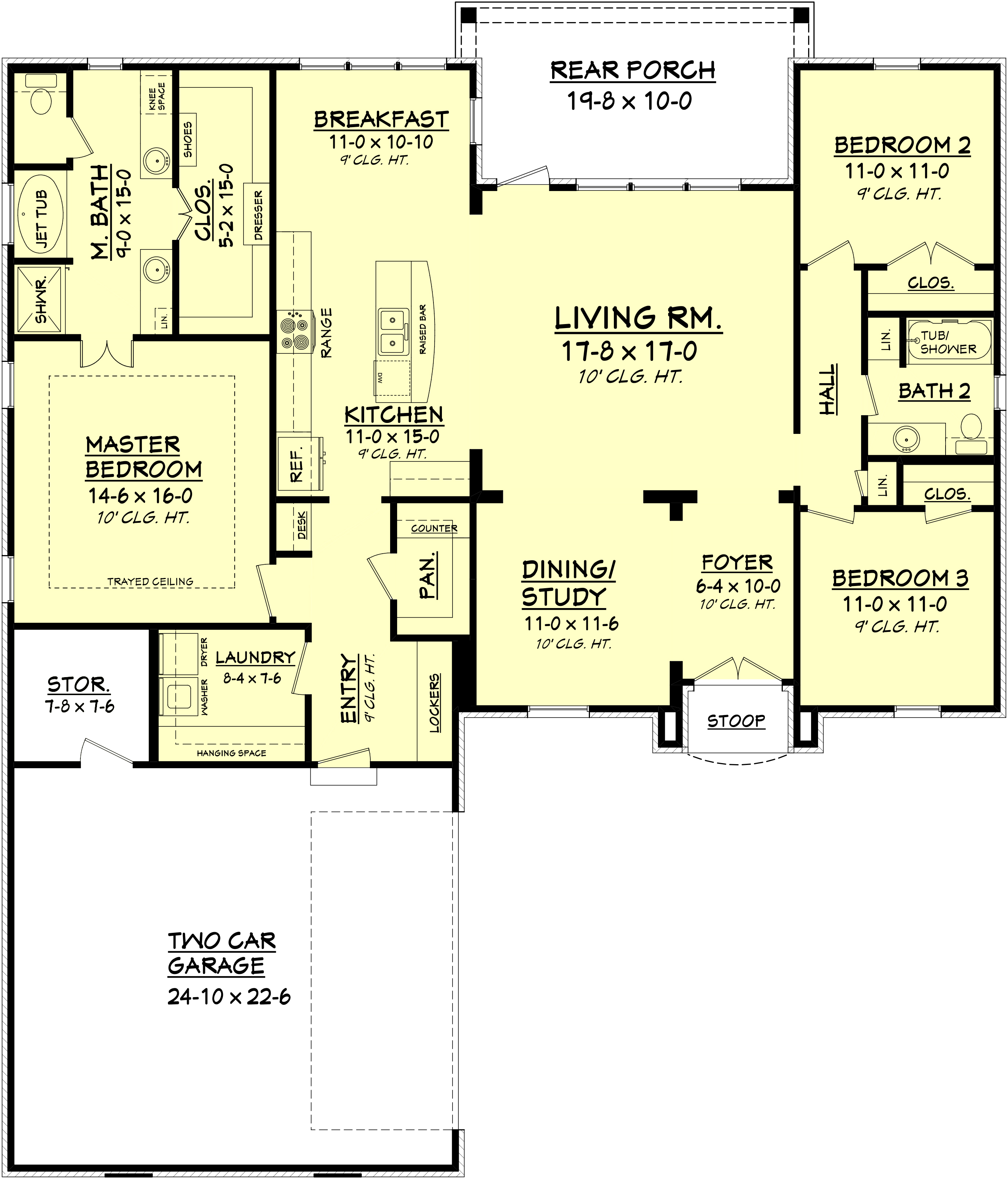 Floor Plan First Story of Acadian Plan #142-1089