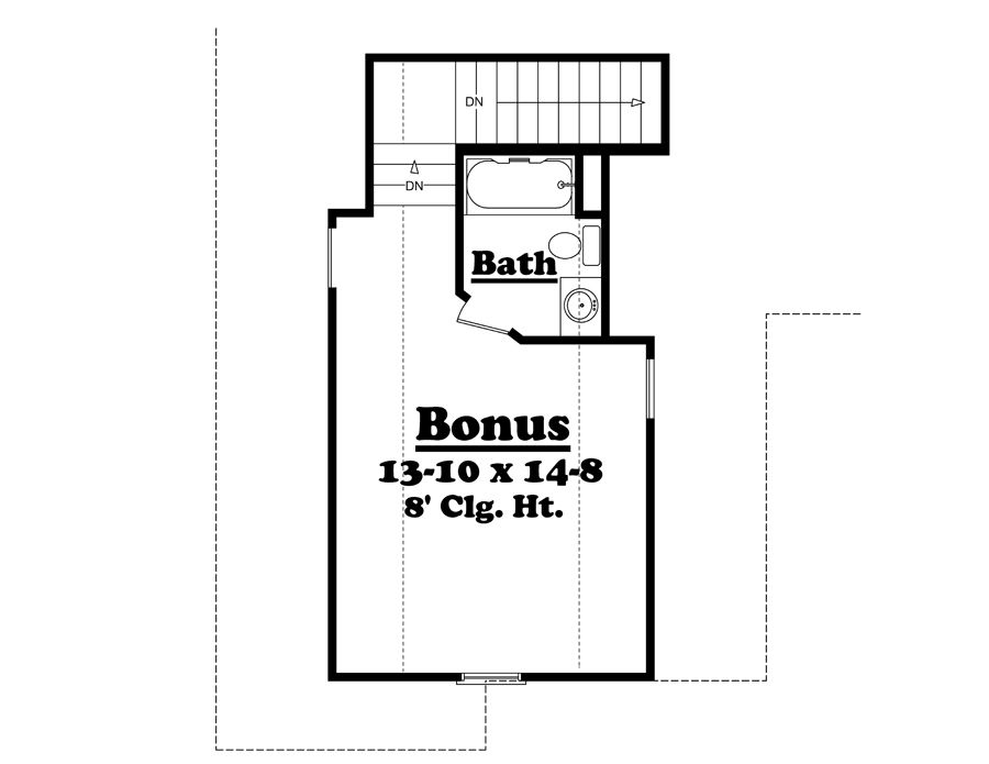Floor Plan Bonus Room of Acadian Plan #142-1091
