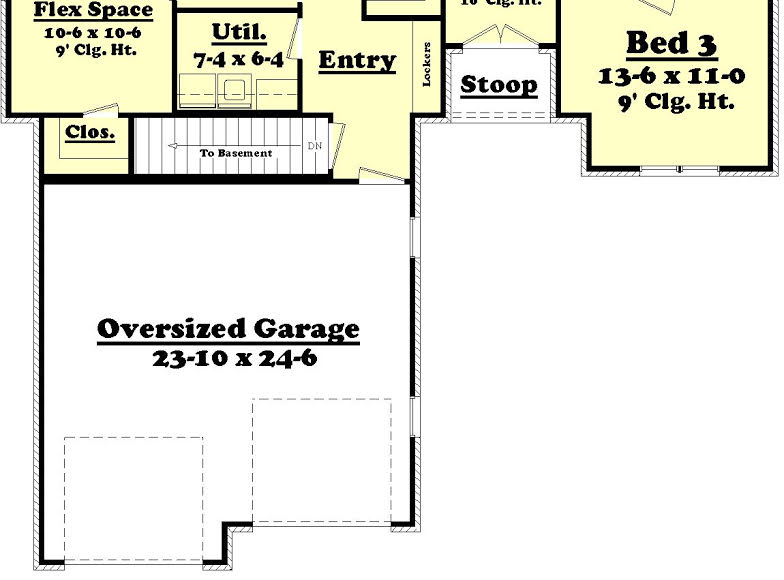 Floor Plan Basement of Acadian Plan #142-1093