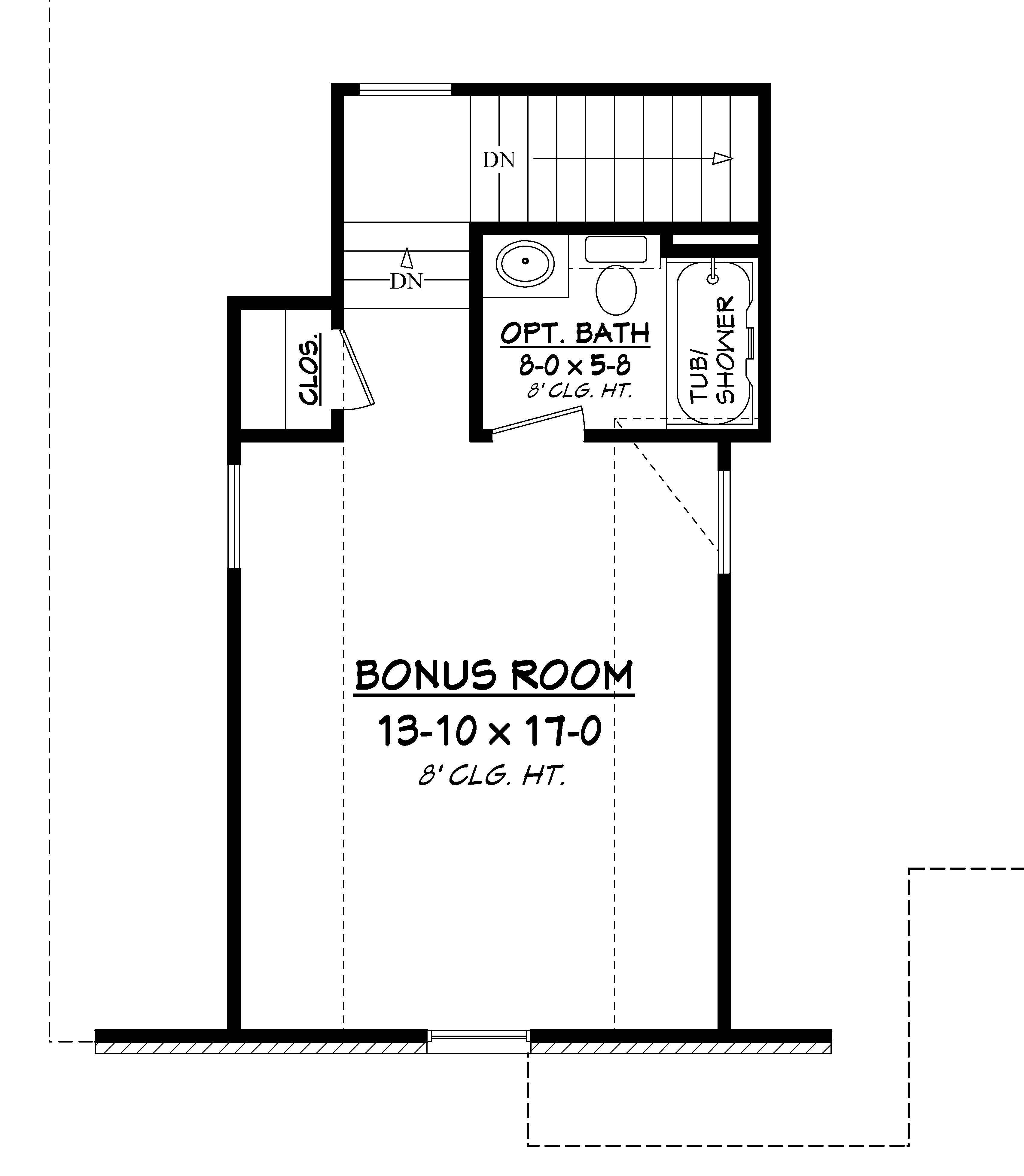 Floor Plan Bonus Room of Acadian Plan #142-1094