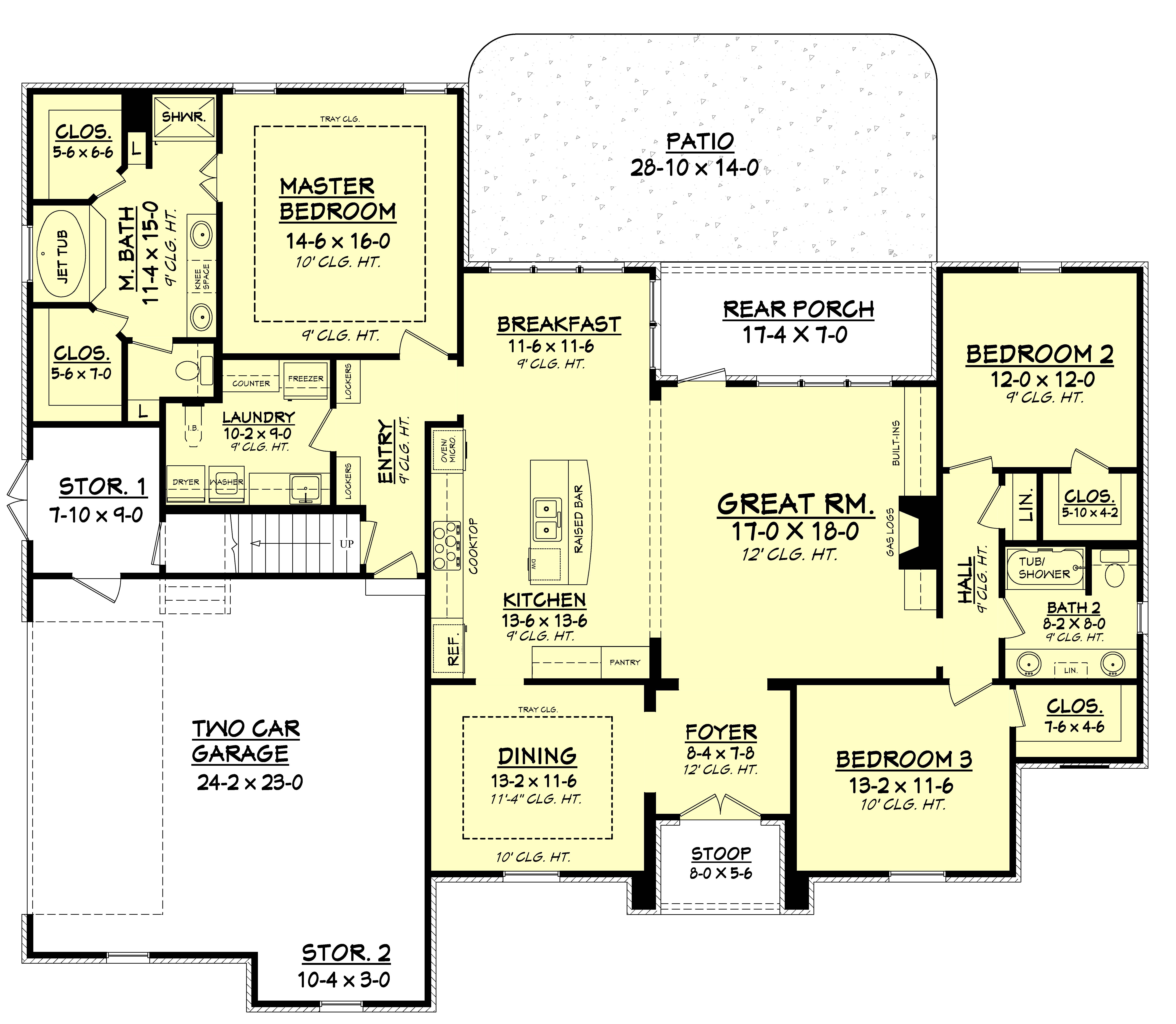 Floor Plan First Story of Acadian Plan #142-1094