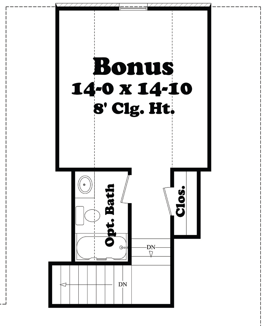 Floor Plan Bonus Room of European Plan #142-1098