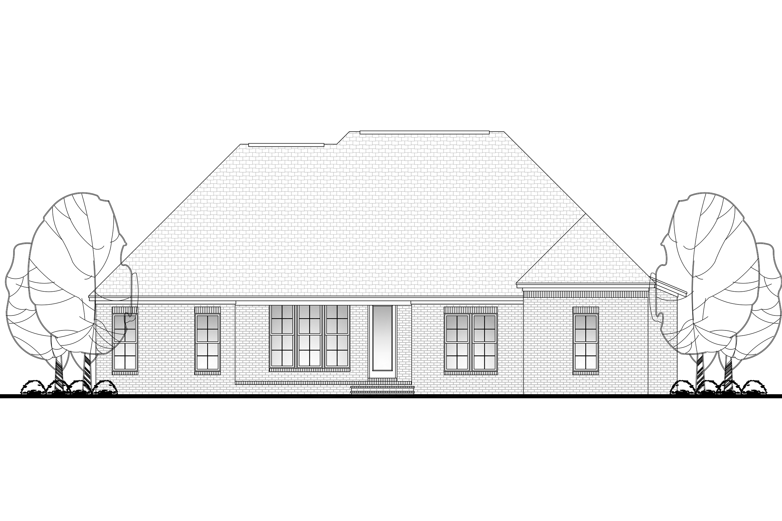 Home Plan Rear Elevation of this 4-Bedroom,2416 Sq Ft Plan -142-1099