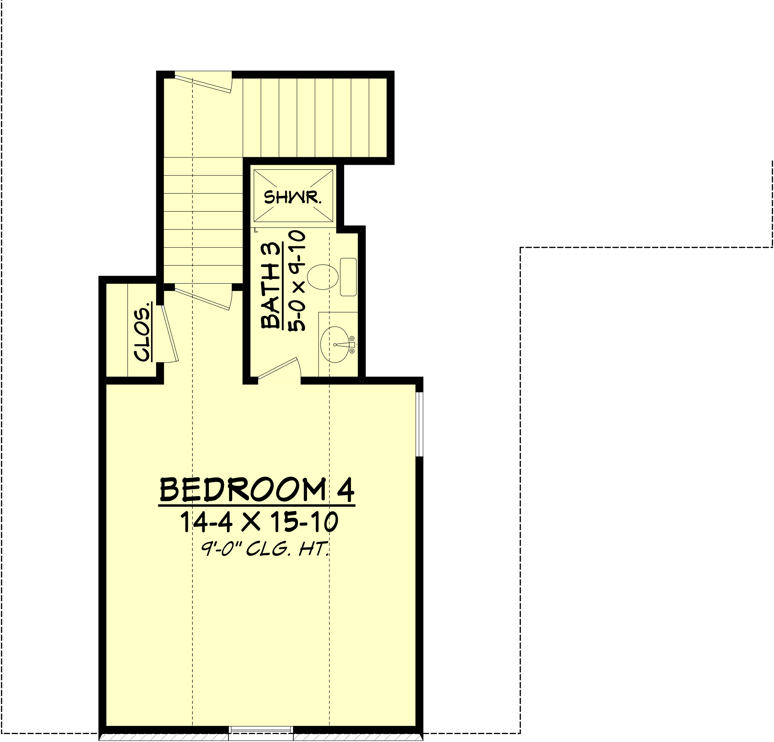 Floor Plan Second Story of French Plan #142-1099