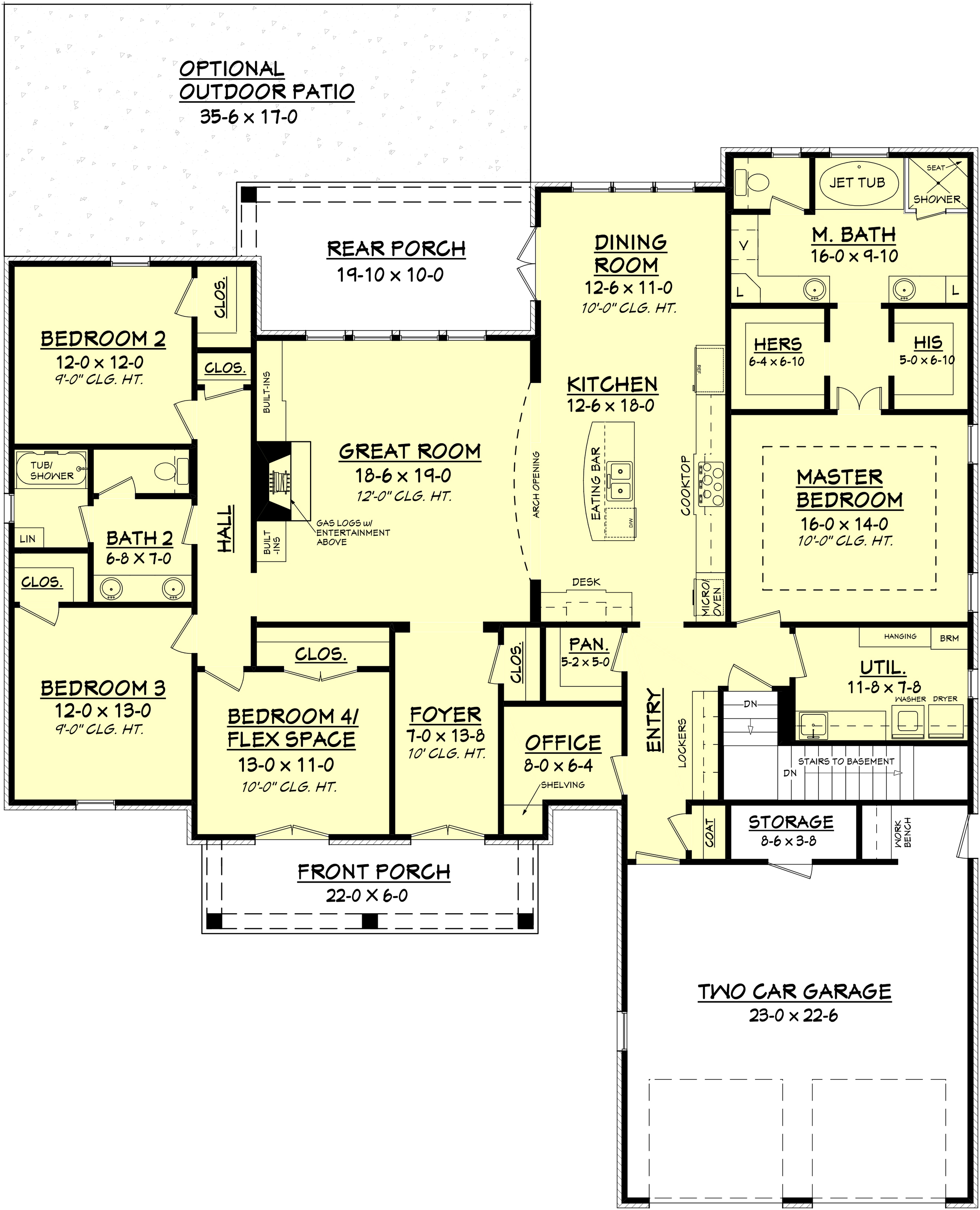 Floor Plan First Story of European Plan #142-1100