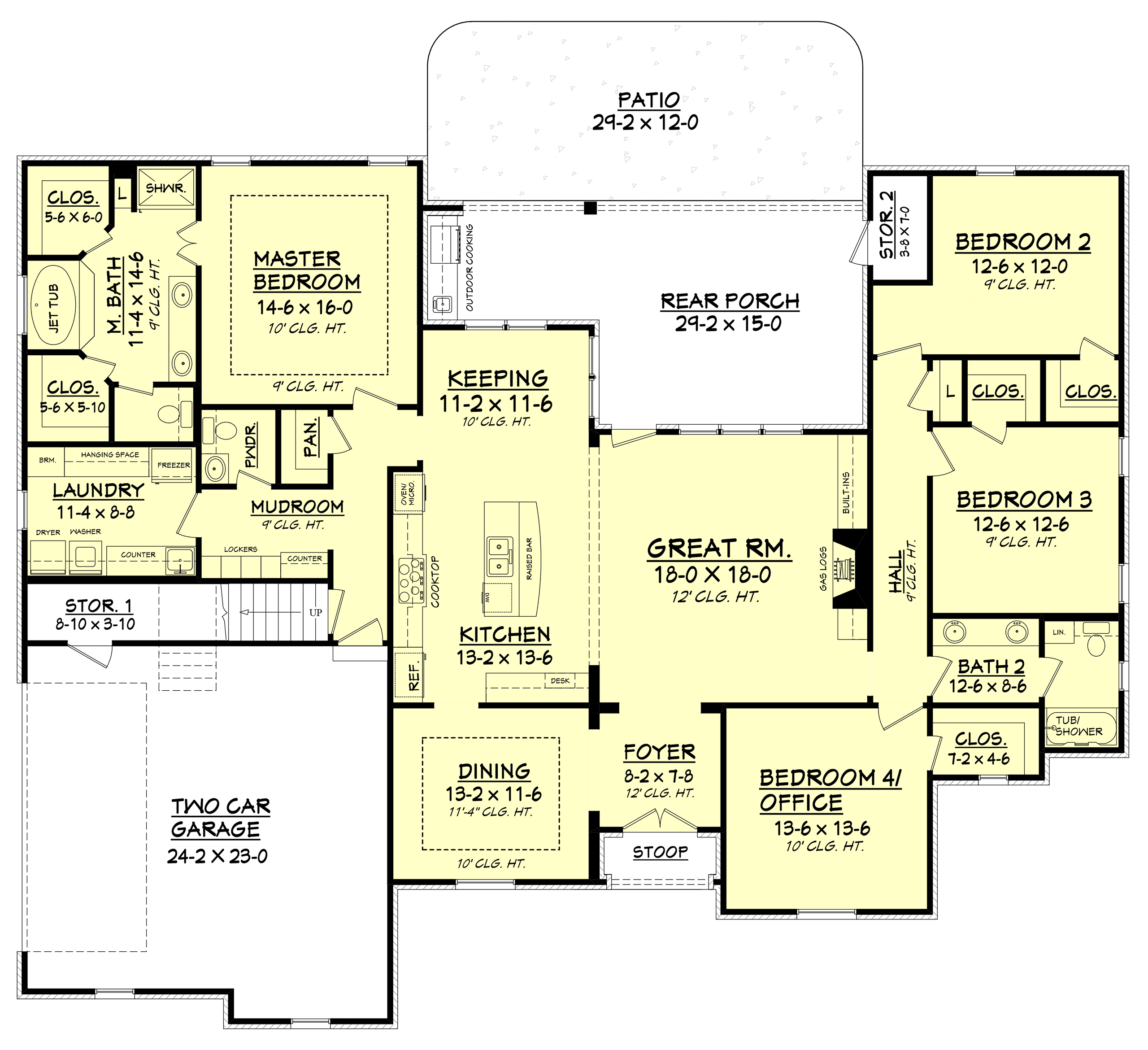 Floor Plan First Story of Country Plan #142-1101
