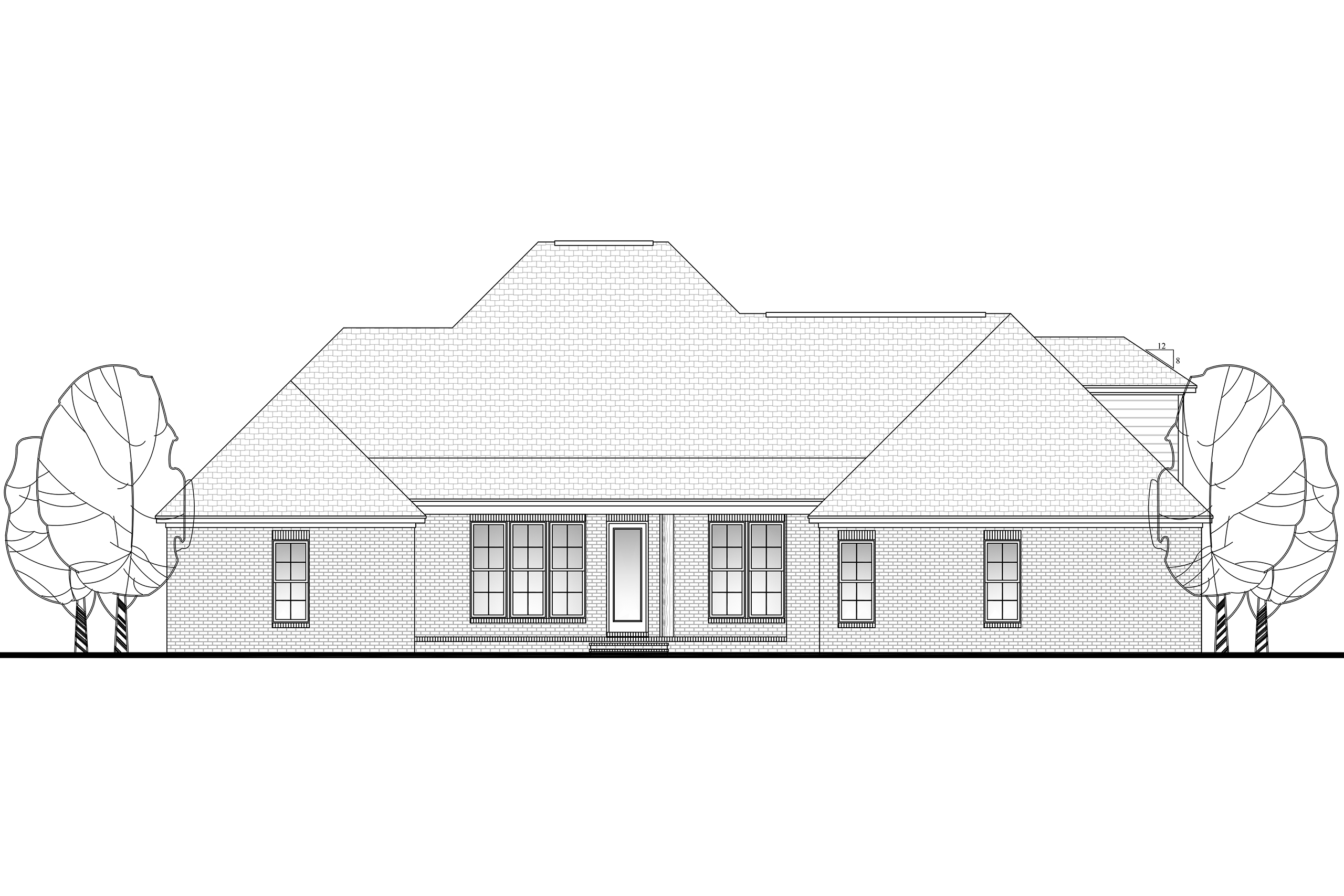 Home Plan Rear Elevation of this 4-Bedroom,2506 Sq Ft Plan -142-1101