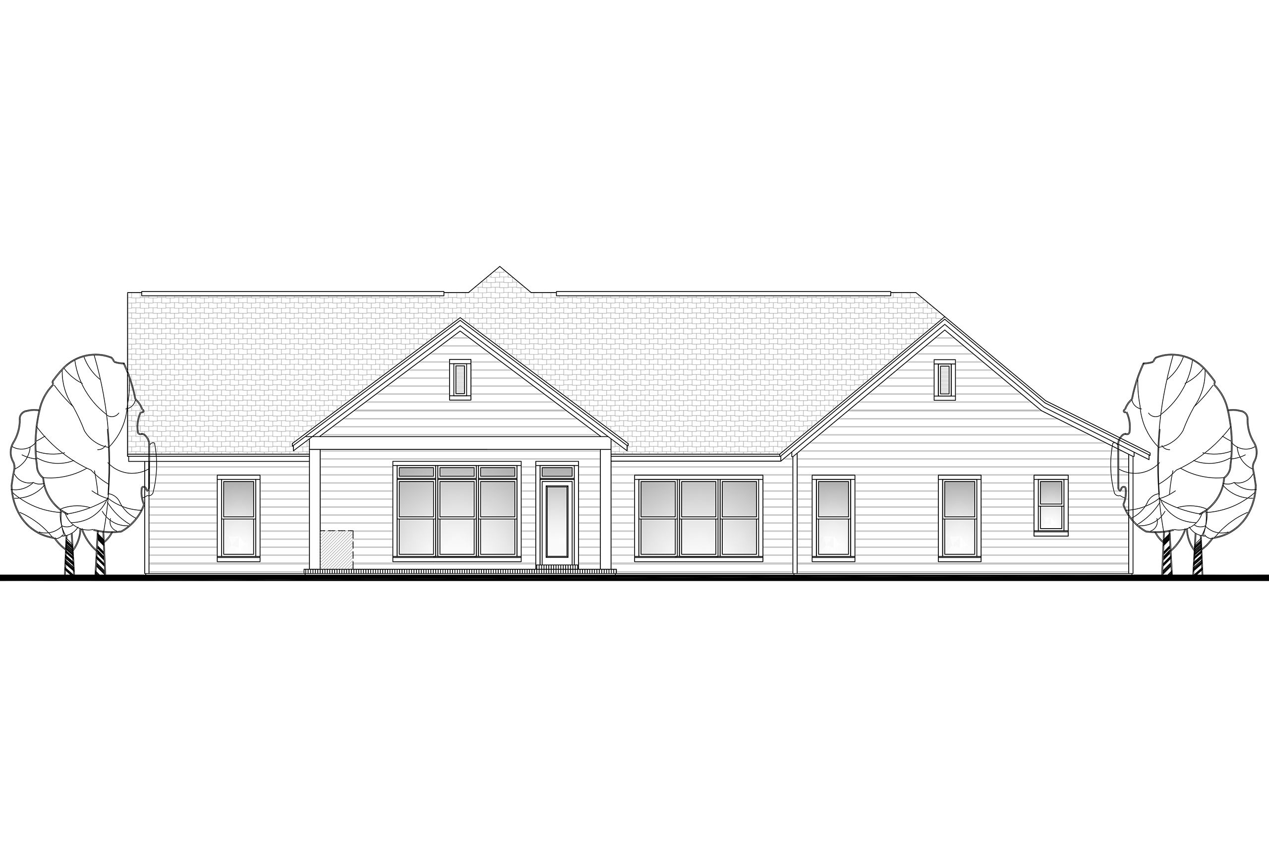 Home Plan Rear Elevation of this 4-Bedroom,2639 Sq Ft Plan -142-1102
