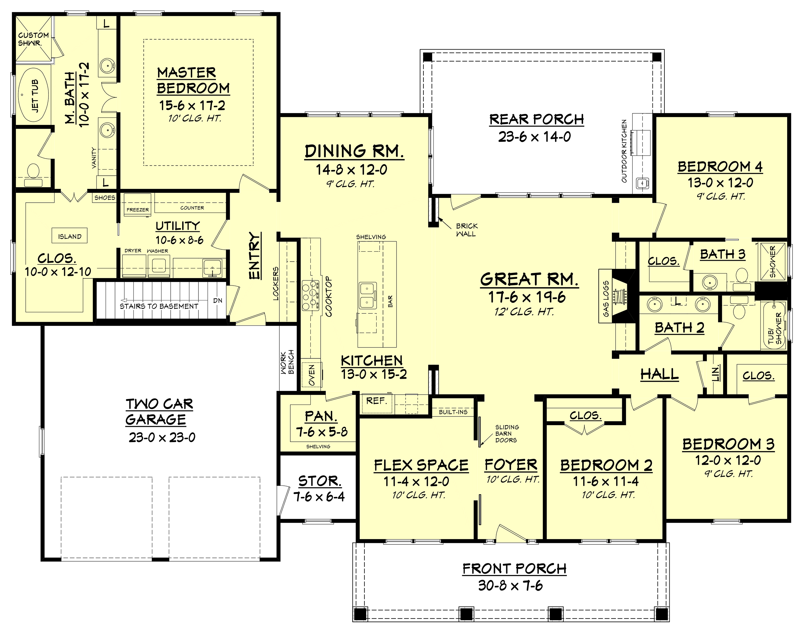 Floor Plan First Story of Craftsman Plan #142-1102