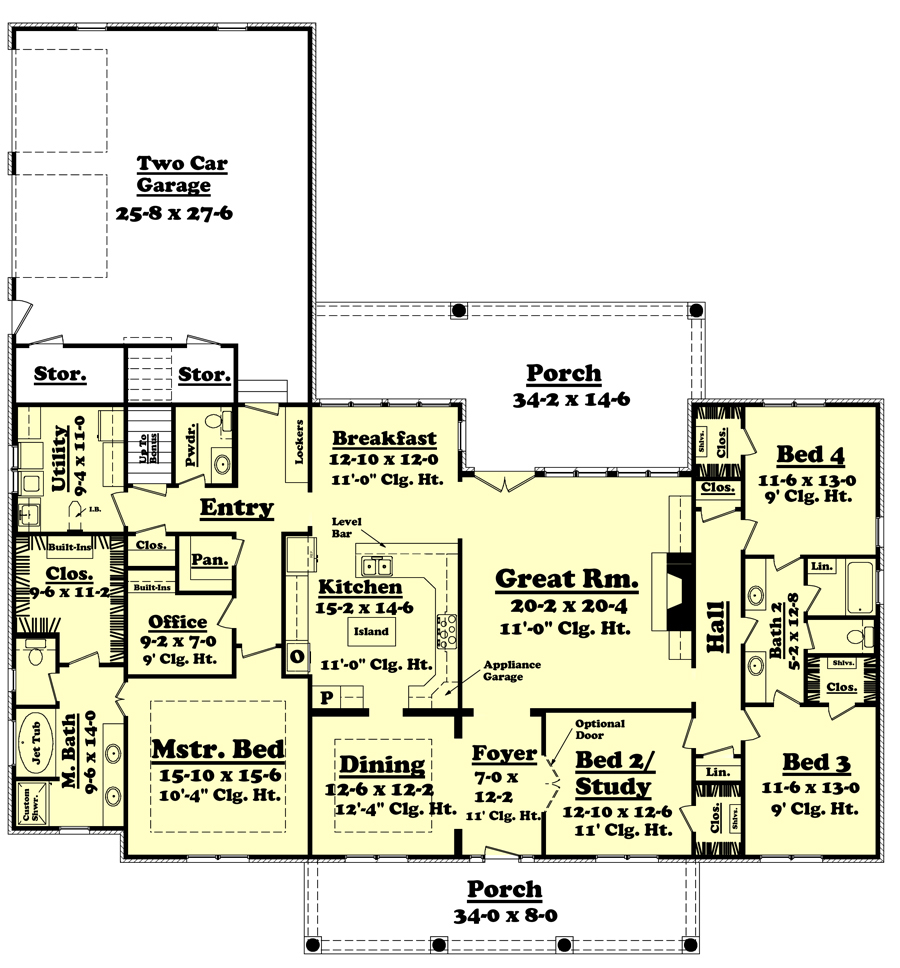 Floor Plan First Story of French Plan #142-1103