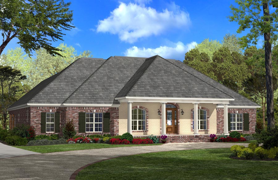 Front Elevation Photo of this French House (#142-1103) at The Plan Collection.