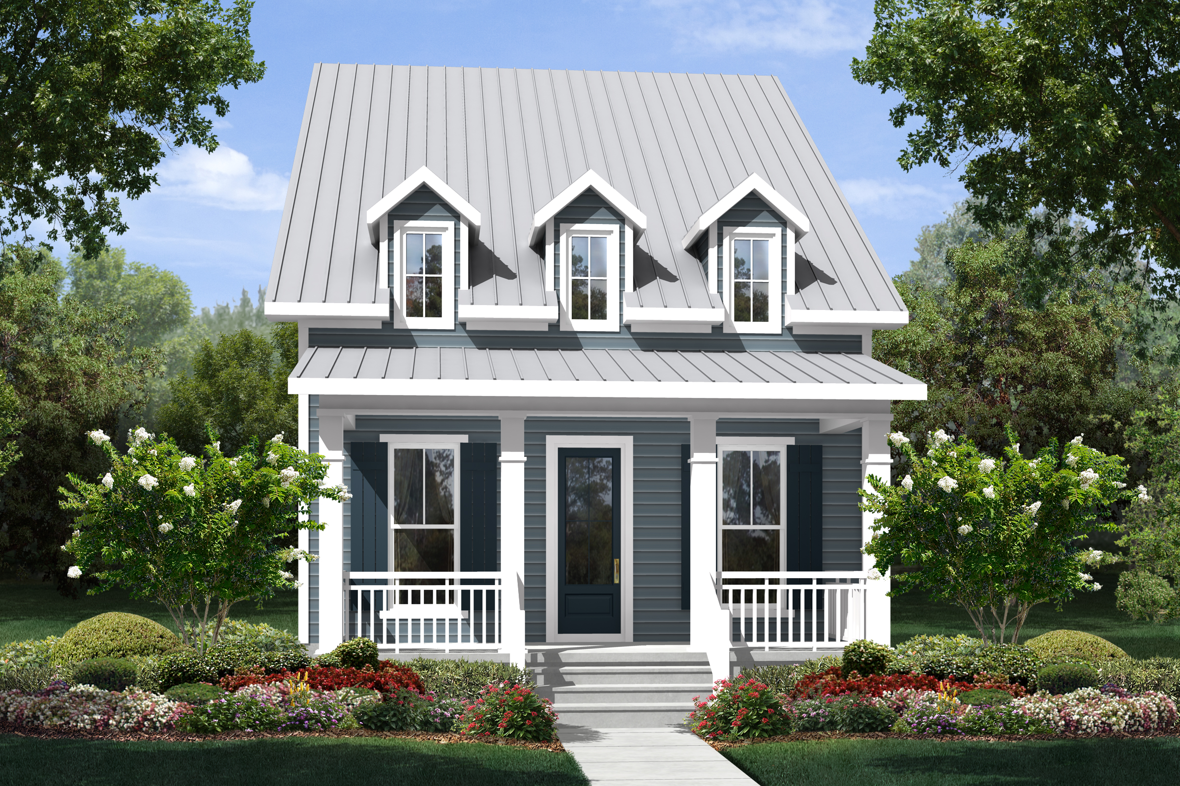Front elevation of Cottage home (ThePlanCollection: House Plan #142-1122)