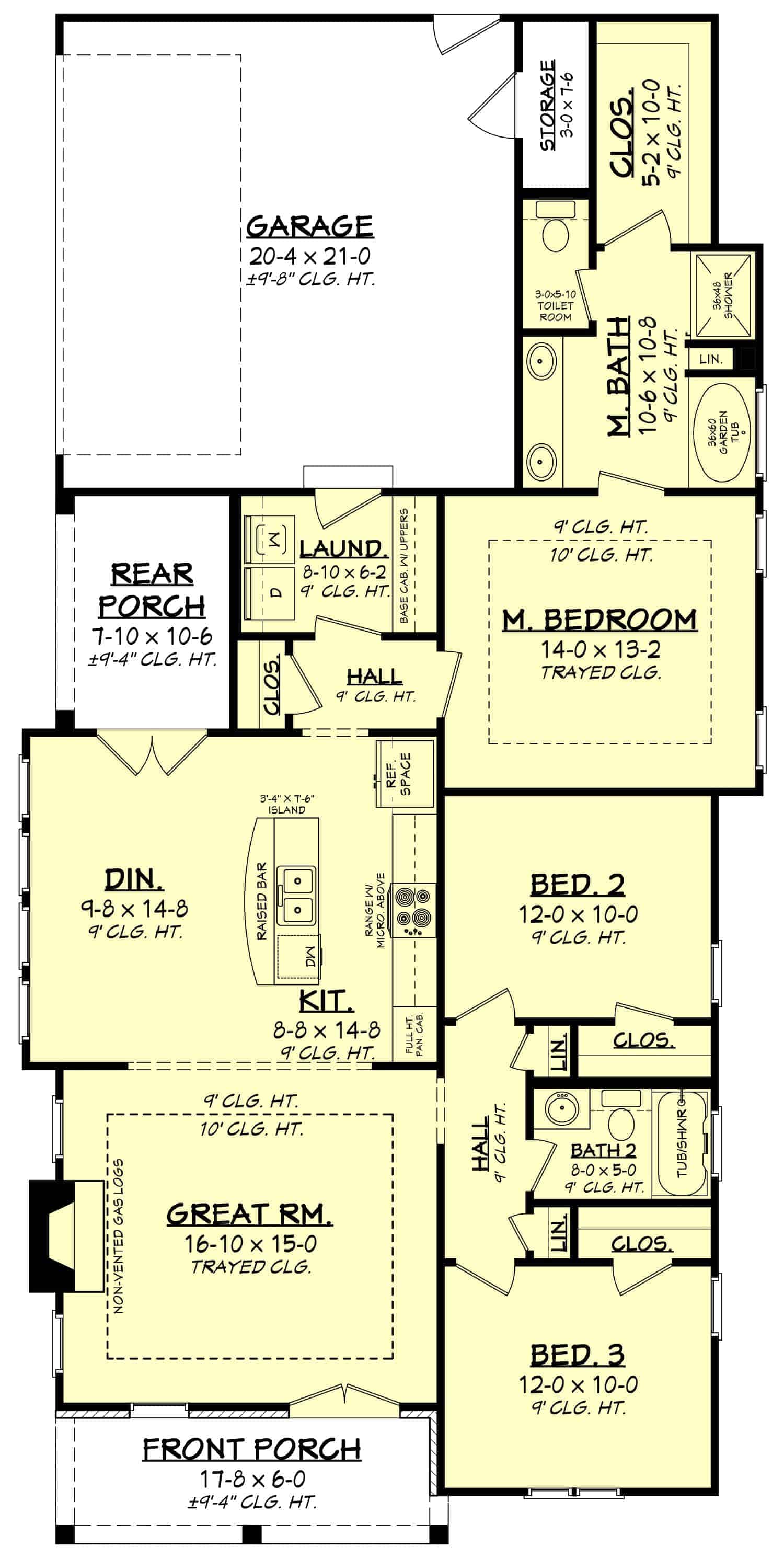 Floor Plan First Story of Cottage Plan #142-1123