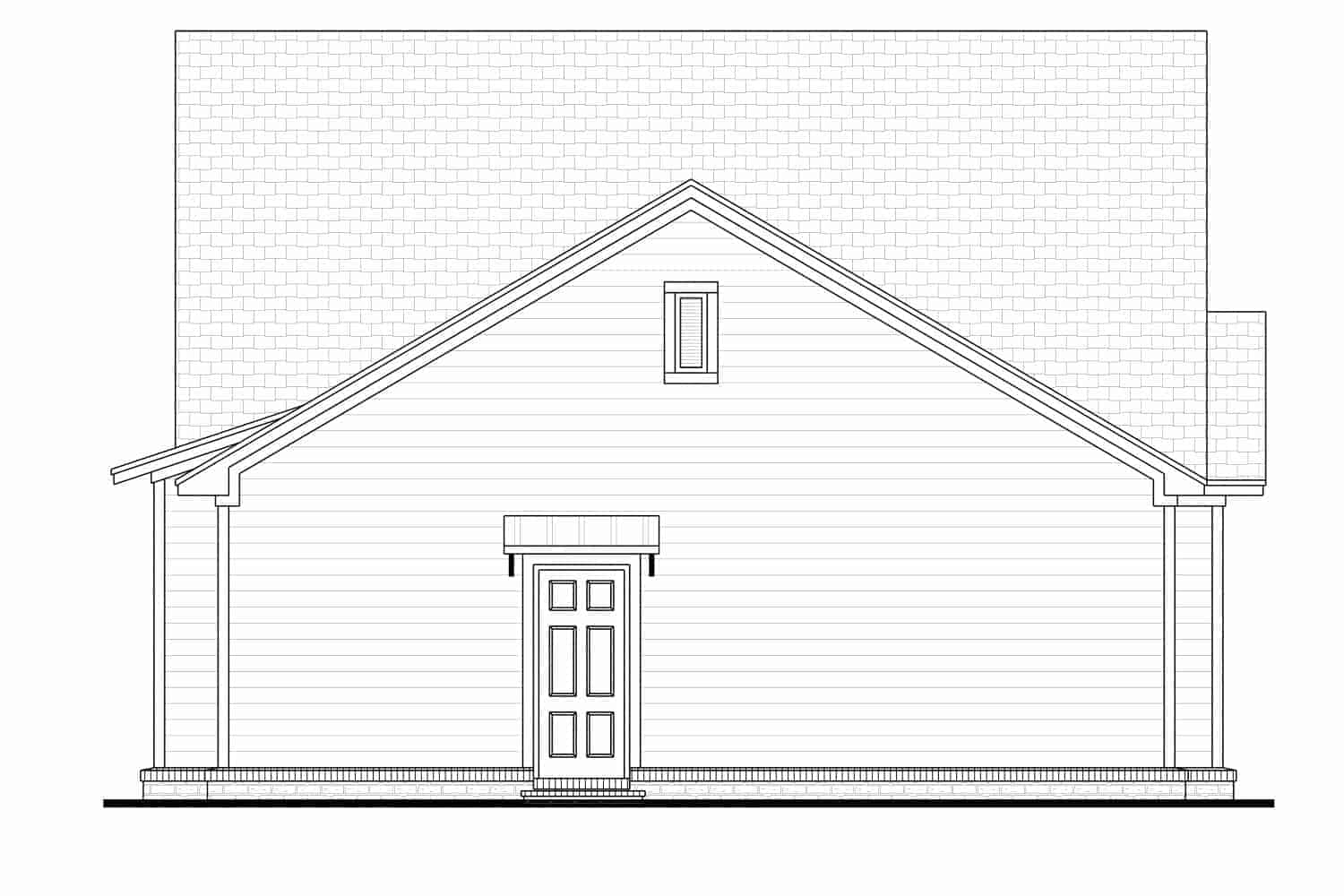 Home Plan Rear Elevation of this 3-Bedroom,1450 Sq Ft Plan -142-1123