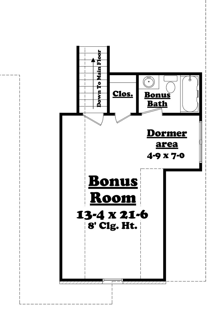 Floor Plan Bonus Room of Acadian Plan #142-1130