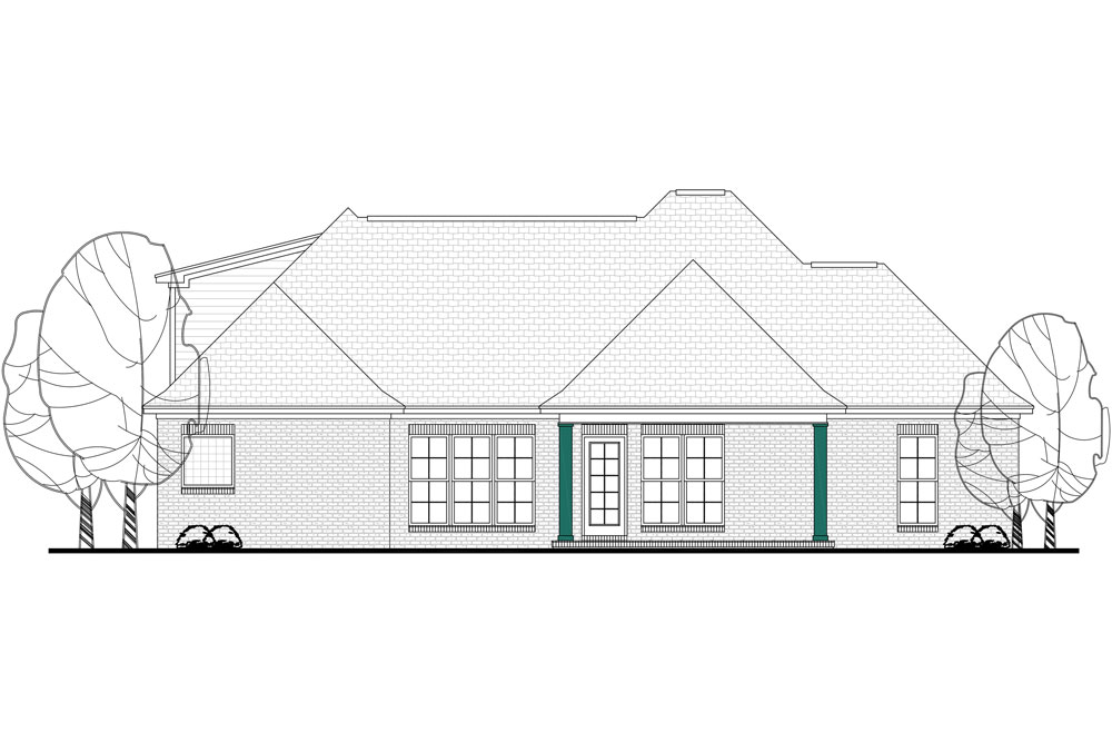 Home Plan Rear Elevation of this 3-Bedroom,1892 Sq Ft Plan -142-1130
