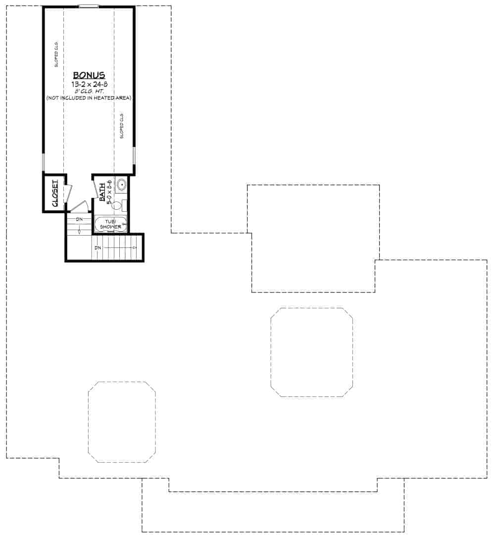 Floor Plan Bonus Room of Country Plan #142-1131